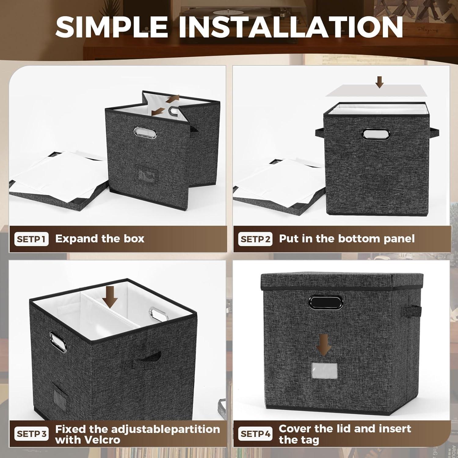 Caja de Almacenamiento de Discos ZEDKEHO Negra 50 LPs