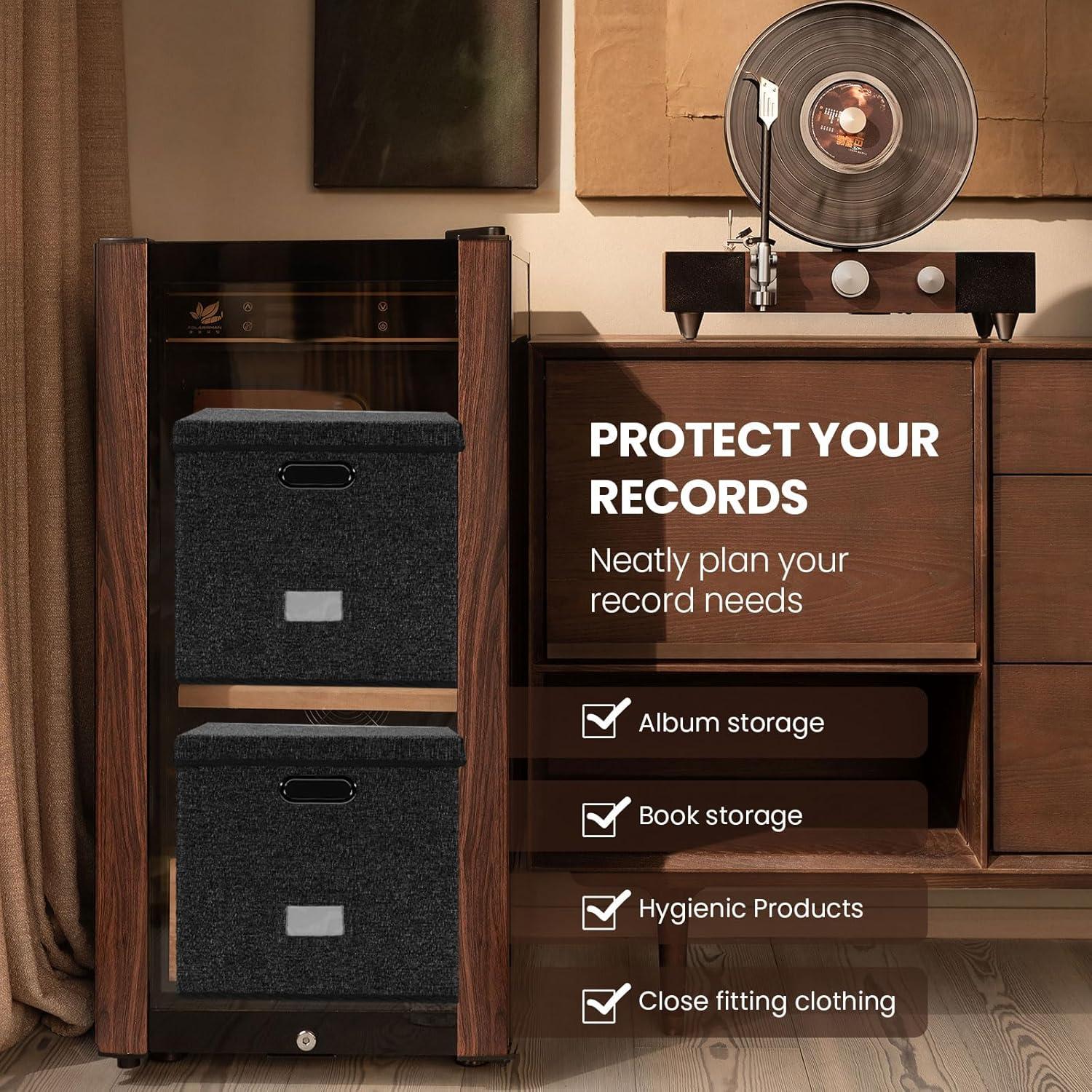 Caja de Almacenamiento de Discos ZEDKEHO Negra 50 LPs