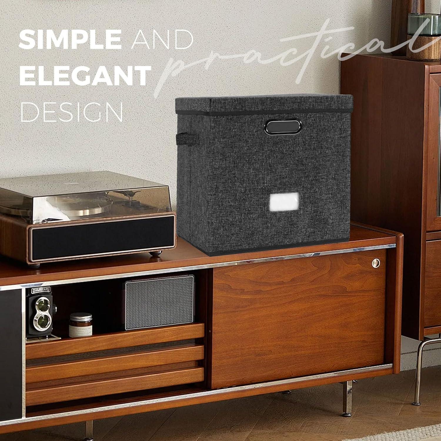 Caja de Almacenamiento de Discos ZEDKEHO Negra 50 LPs