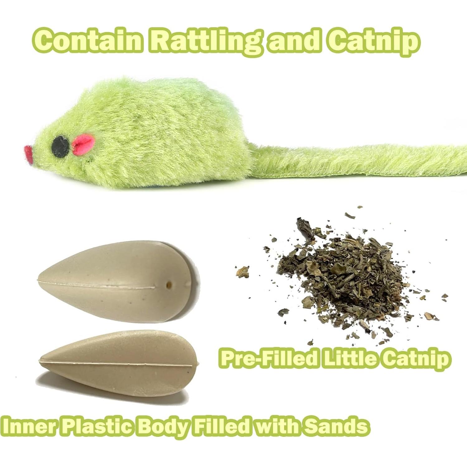 Juguetes de Ratón para Gato MeoHui 12PCS con Sonajero y Hierba Gatera