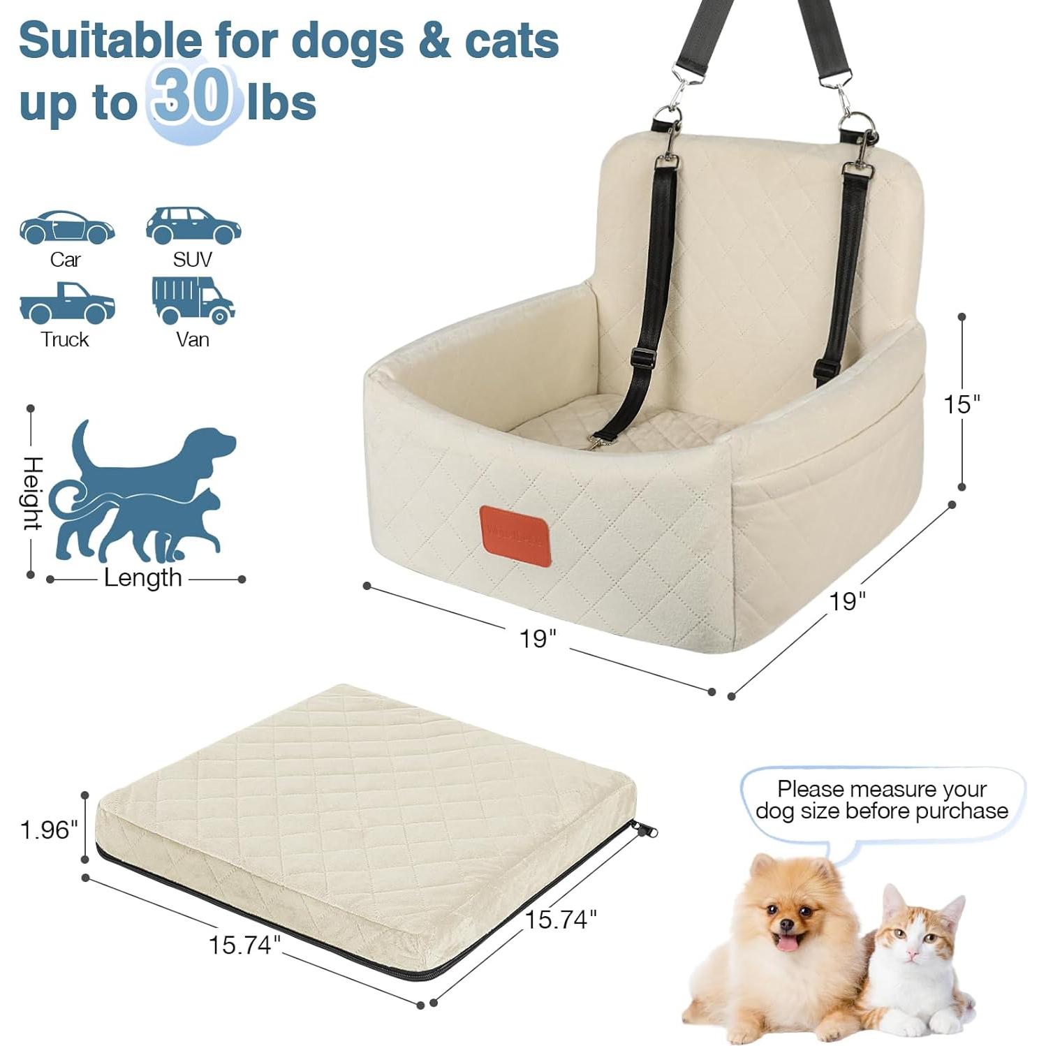 Asiento de Coche para Perros WOOAIDAGG Beige 48x38cm
