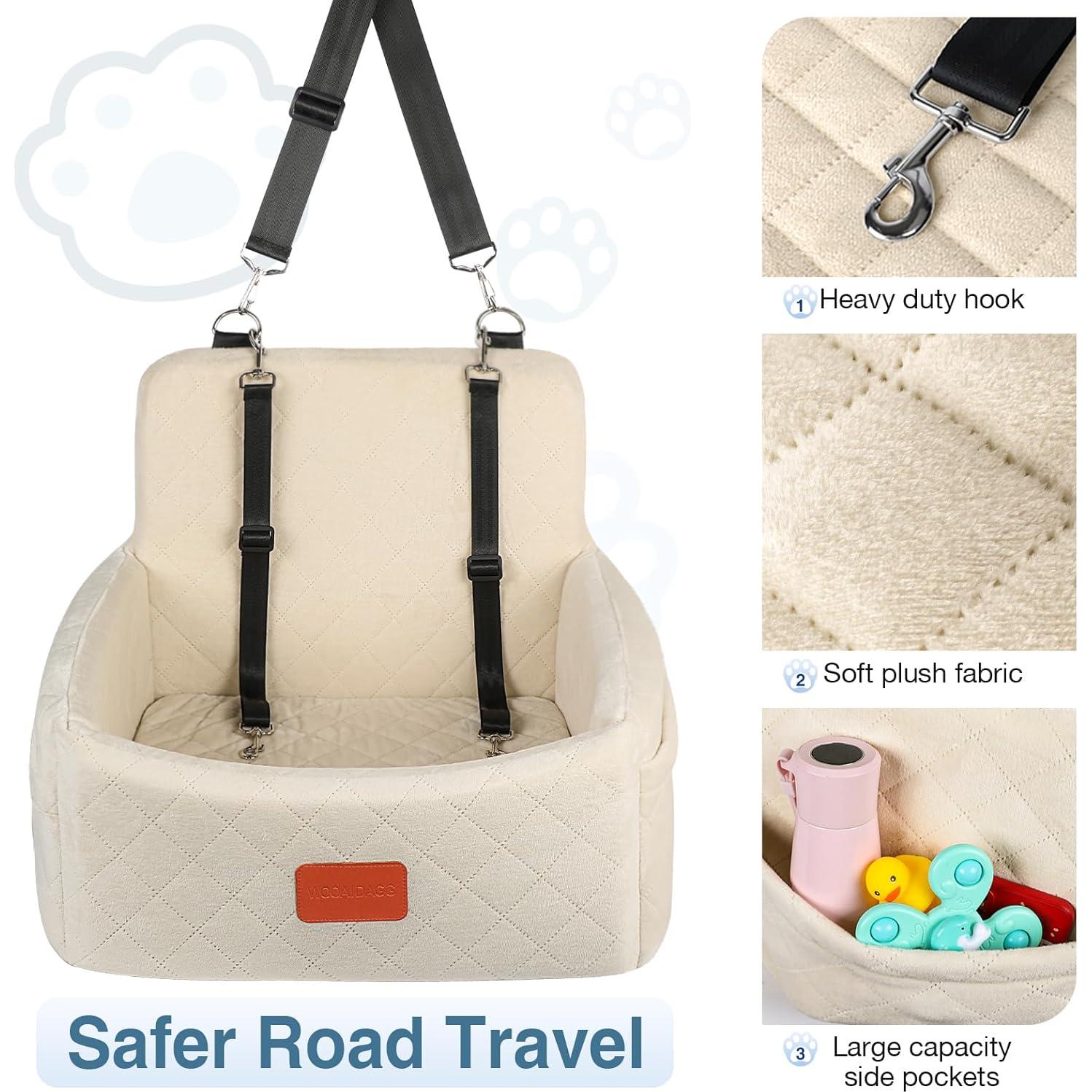 Asiento de Coche para Perros WOOAIDAGG Beige 48x38cm