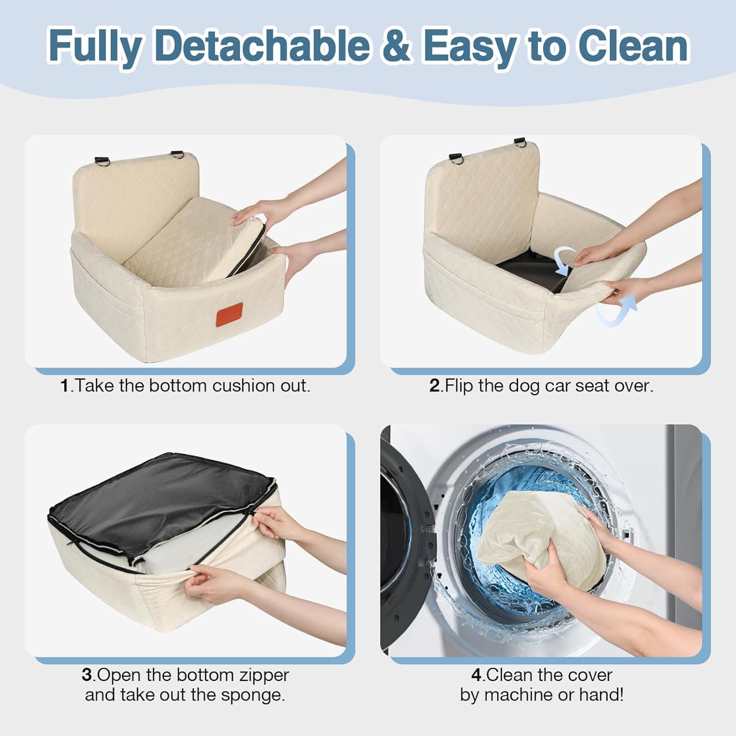 Asiento de Coche para Perros WOOAIDAGG Beige 48x38cm