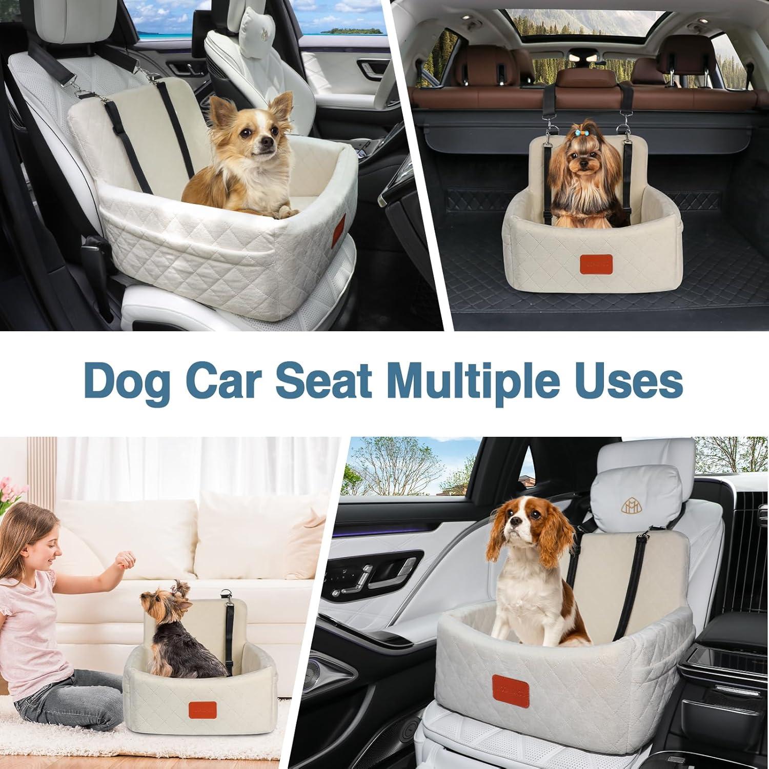 Asiento de Coche para Perros WOOAIDAGG Beige 48x38cm