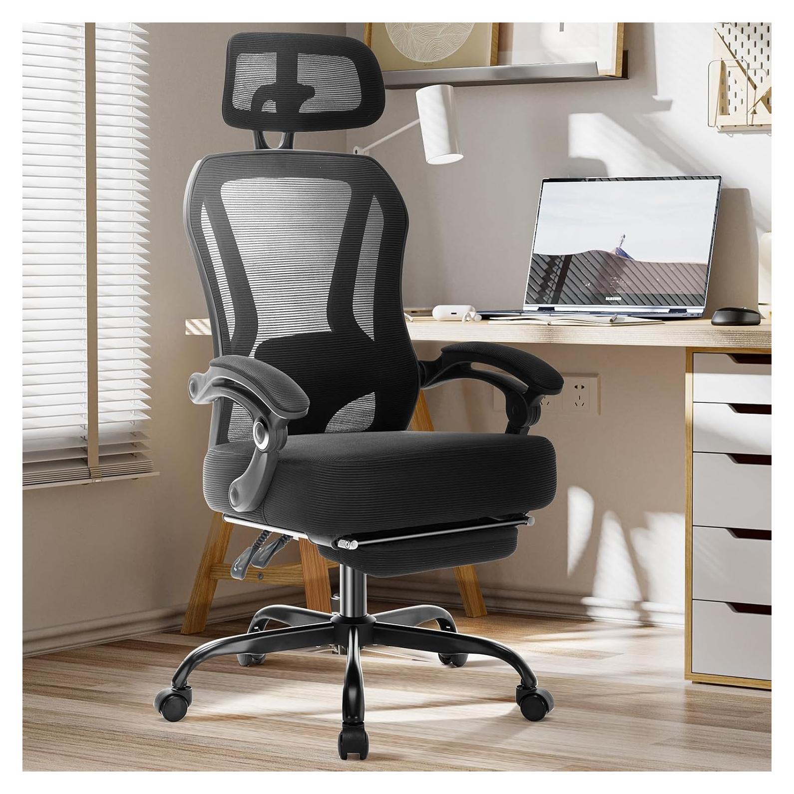 Silla de Oficina Ergonómica TUKAKA con Reposapiés y Soporte Lumbar