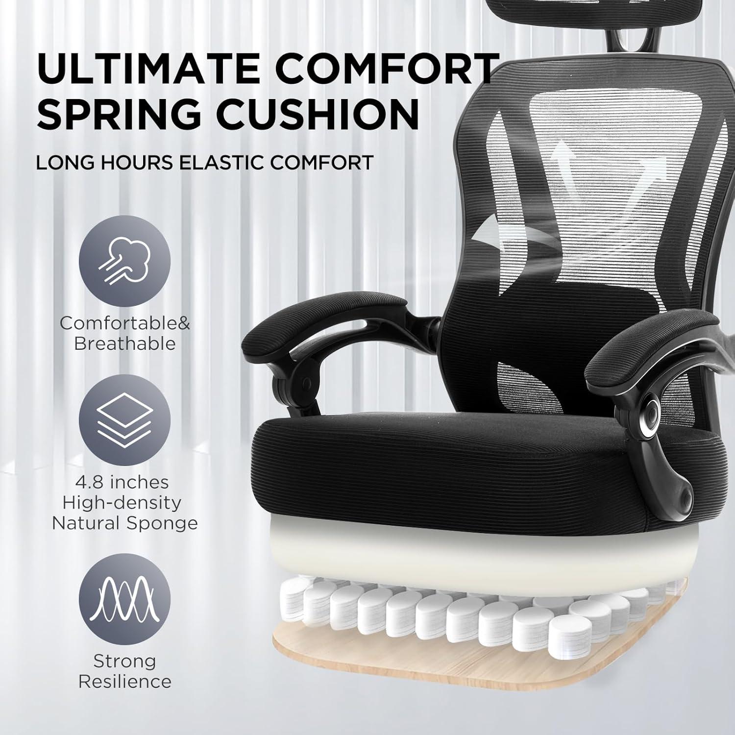 Silla de Oficina Ergonómica TUKAKA con Reposapiés y Soporte Lumbar
