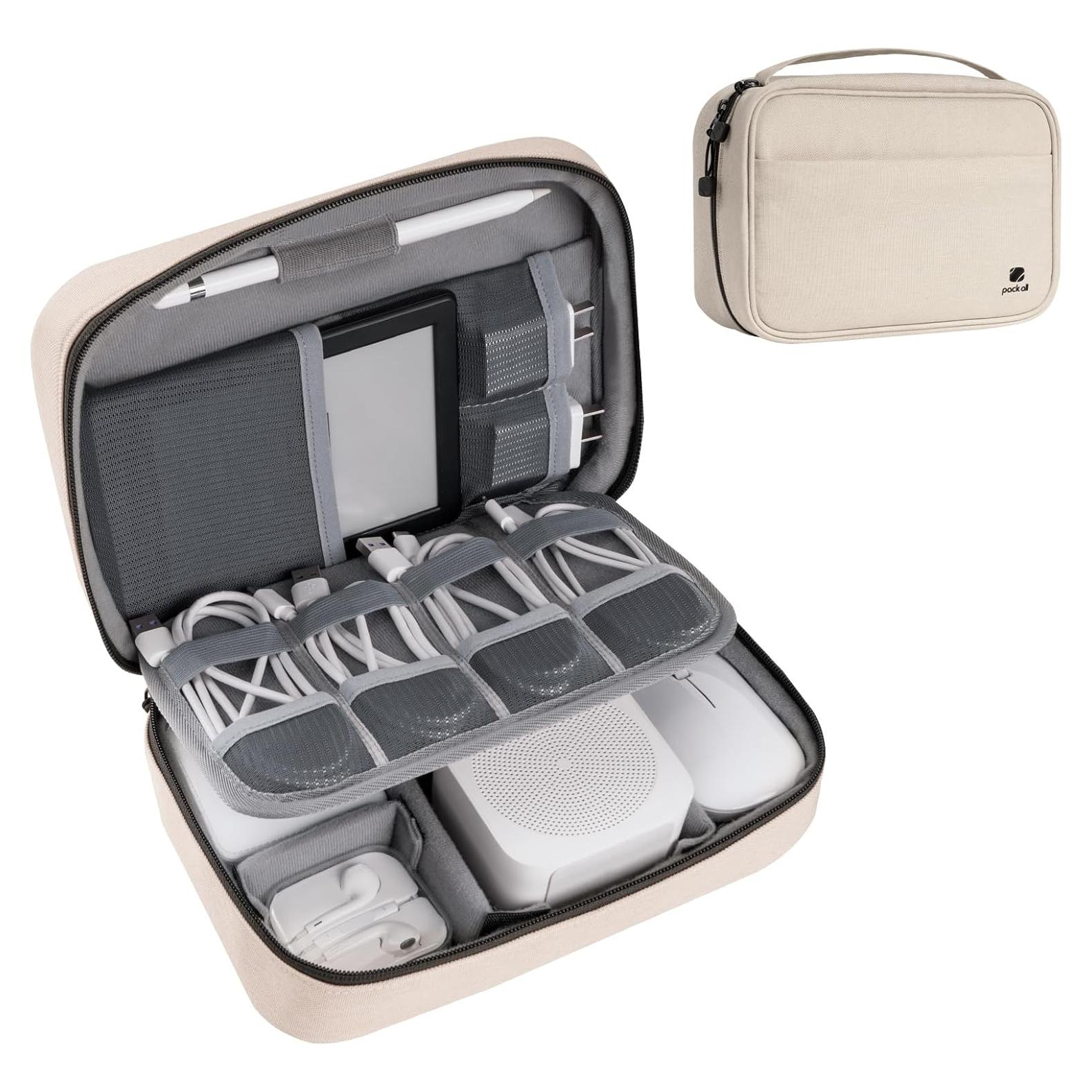 Organizador Electrónico Pack All Beige Doble Capa 26x19x8 cm