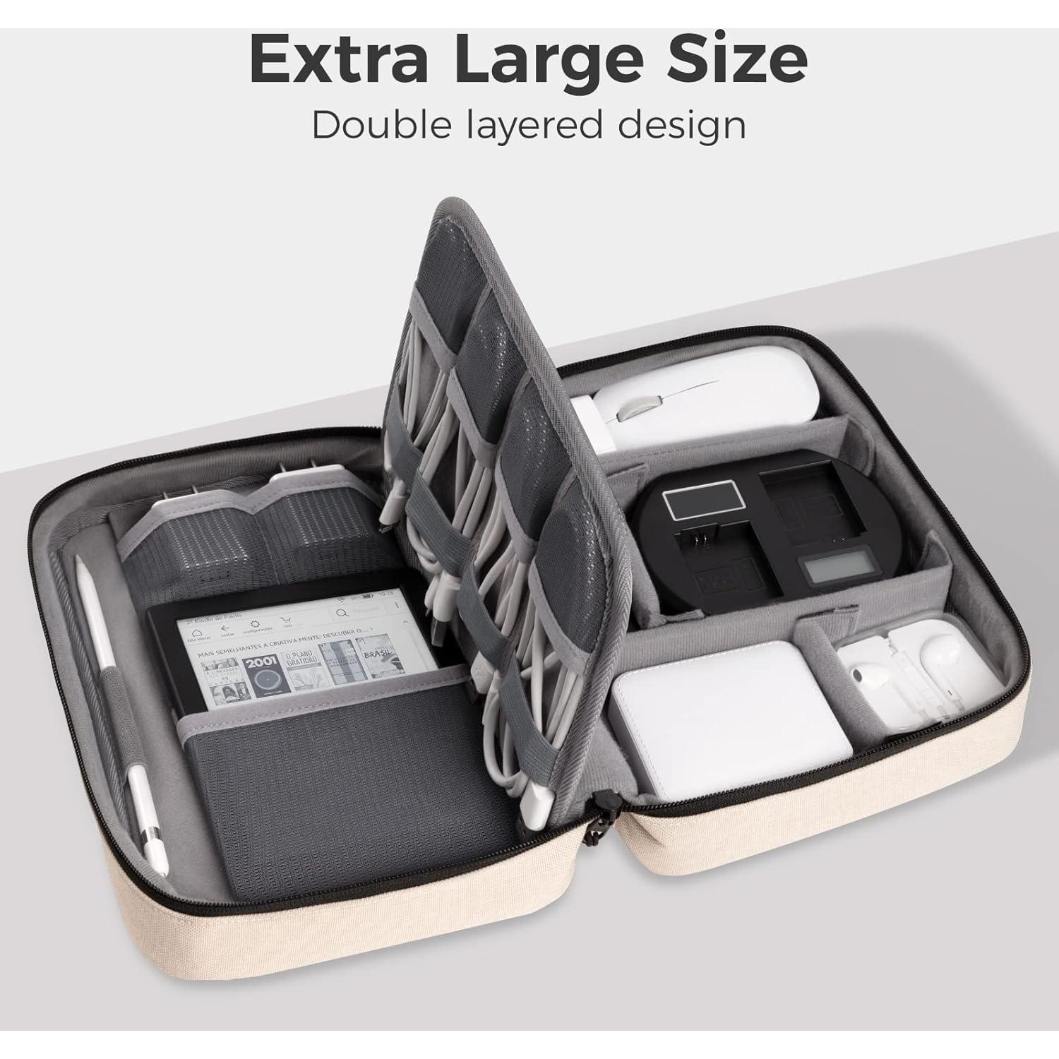 Organizador Electrónico Pack All Beige Doble Capa 26x19x8 cm