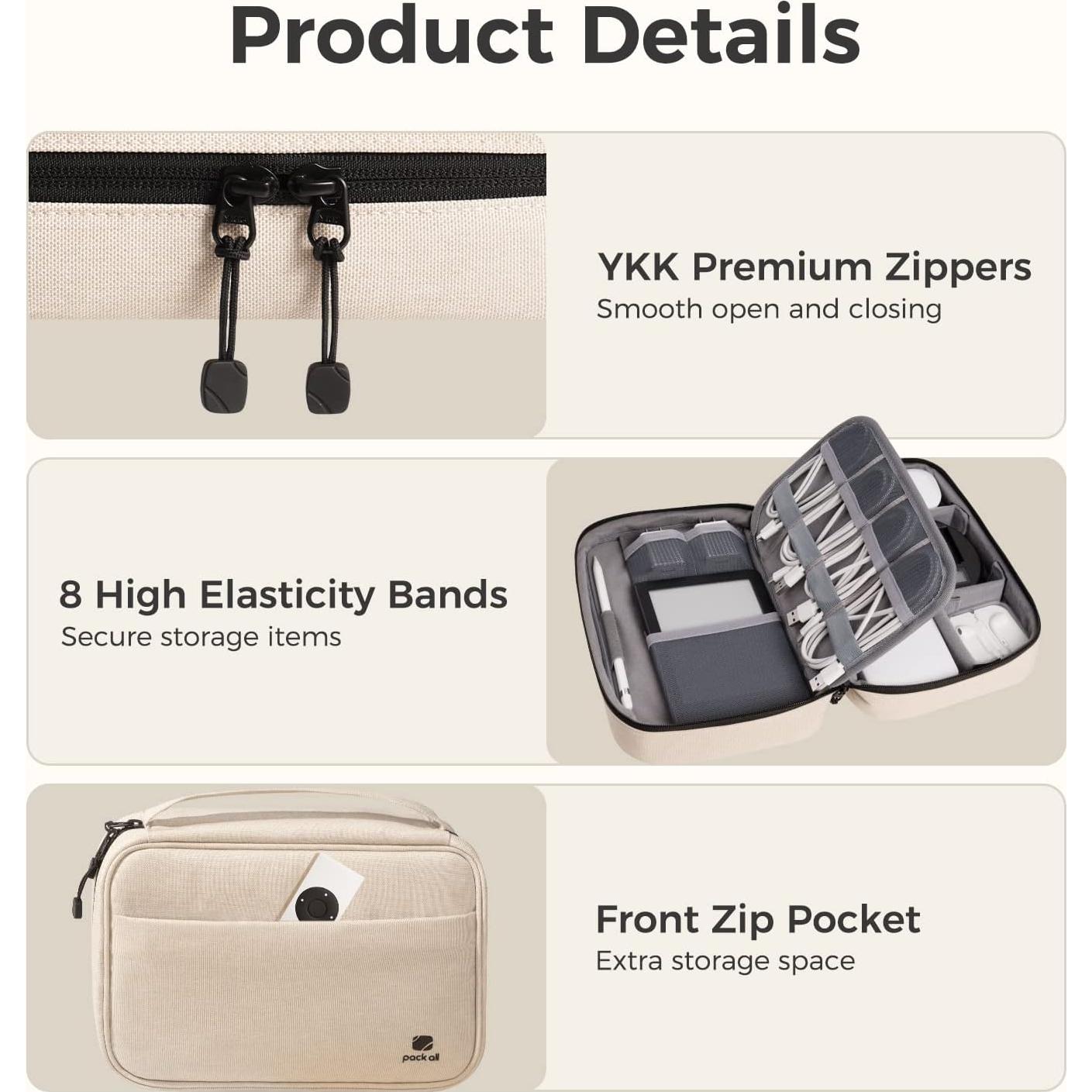 Organizador Electrónico Pack All Beige Doble Capa 26x19x8 cm