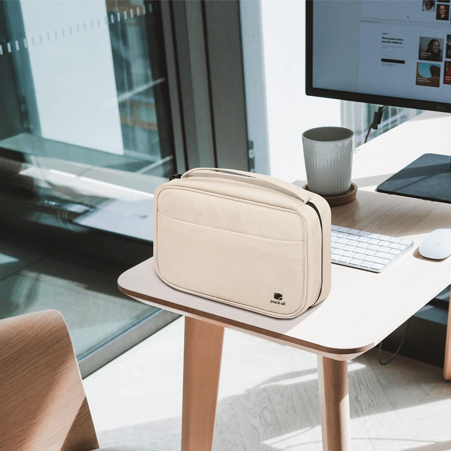 Organizador Electrónico Pack All Beige Doble Capa 26x19x8 cm