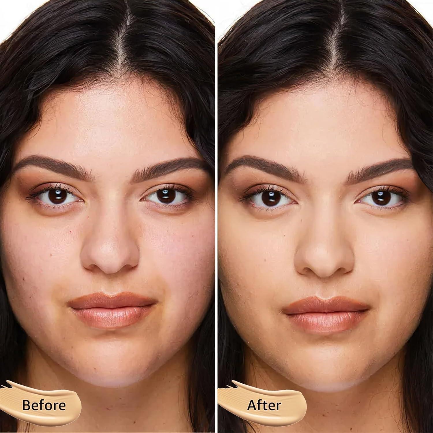 Air Cushion CC Cream Foundation - Mushroom Head BB Cream Concealer Makeup Base Moisturizing & Long-Lasting for All Skin Types and Even Color Correcting (Buff Beige)