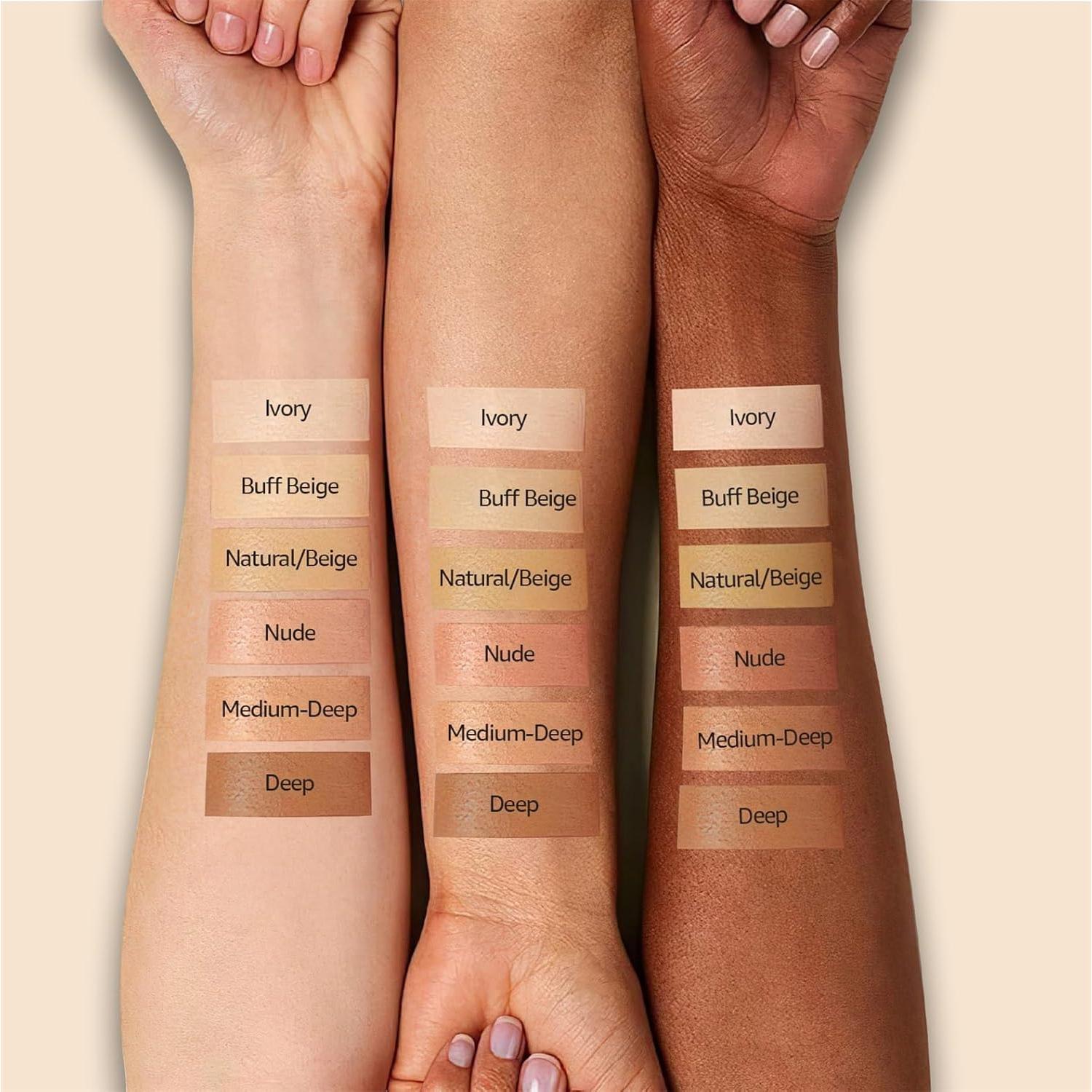 Air Cushion CC Cream Foundation - Mushroom Head BB Cream Concealer Makeup Base Moisturizing & Long-Lasting for All Skin Types and Even Color Correcting (Buff Beige)