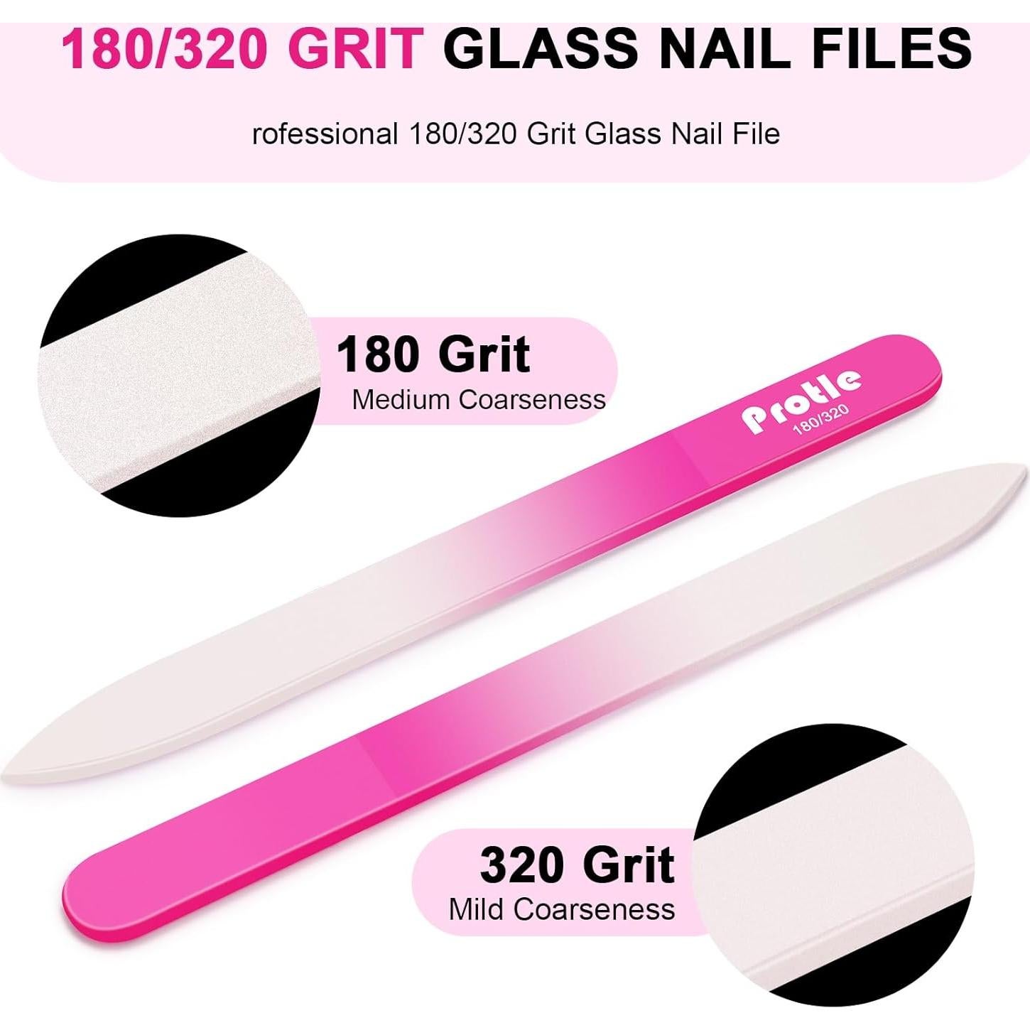 Limas de Uñas de Cristal Protle Doble Cara 180/320 - 3 Piezas