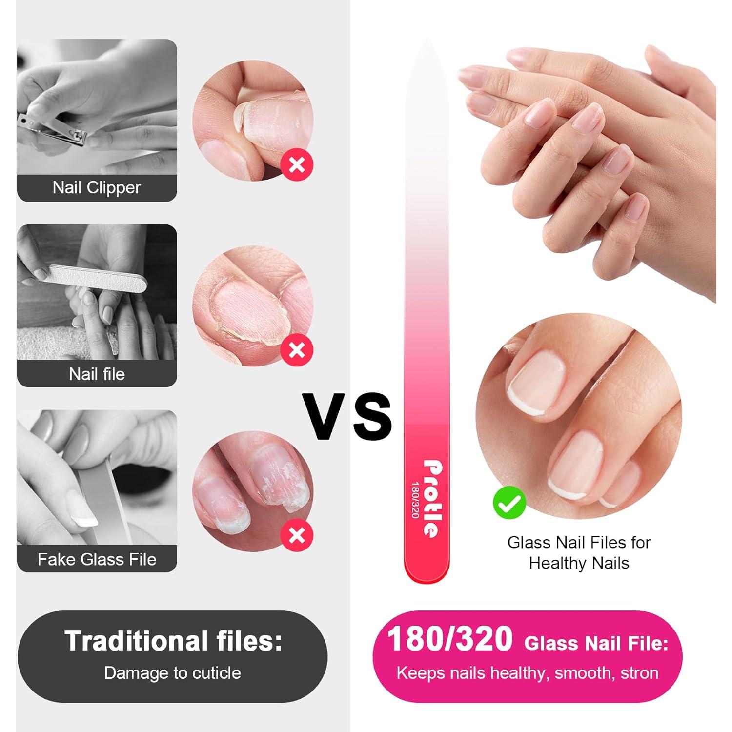 Limas de Uñas de Cristal Protle Doble Cara 180/320 - 3 Piezas