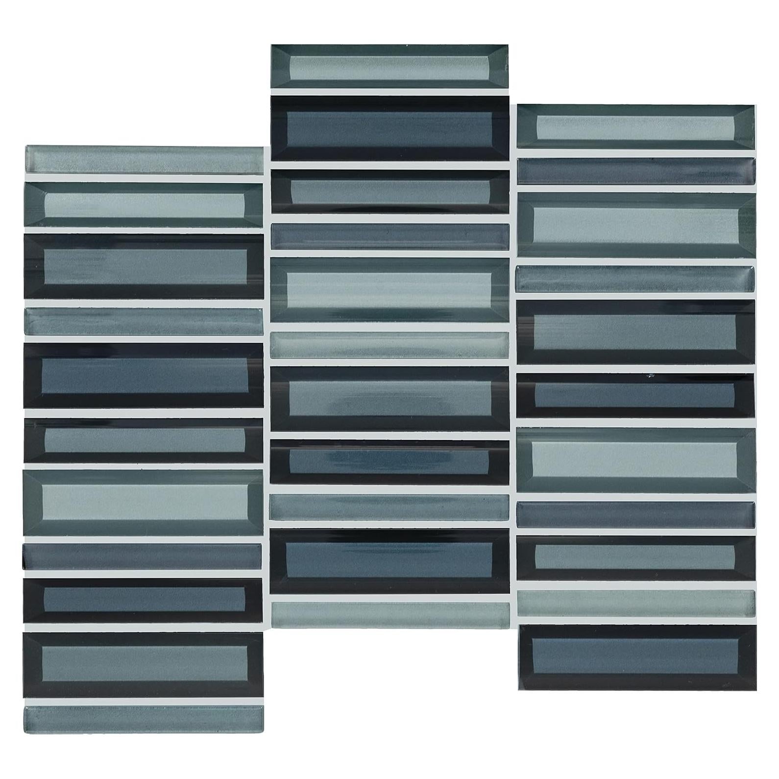 Mosaico de Vidrio Cerulean Swell 1x4" Tile Mart 3D