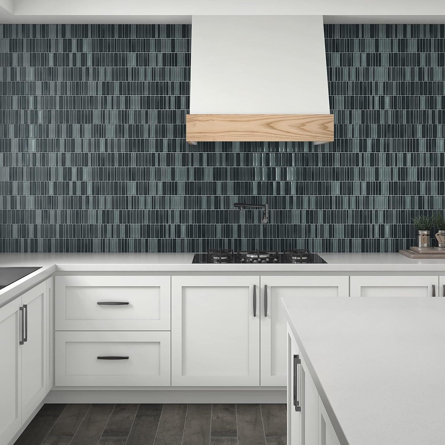 Mosaico de Vidrio Cerulean Swell 1x4" Tile Mart 3D
