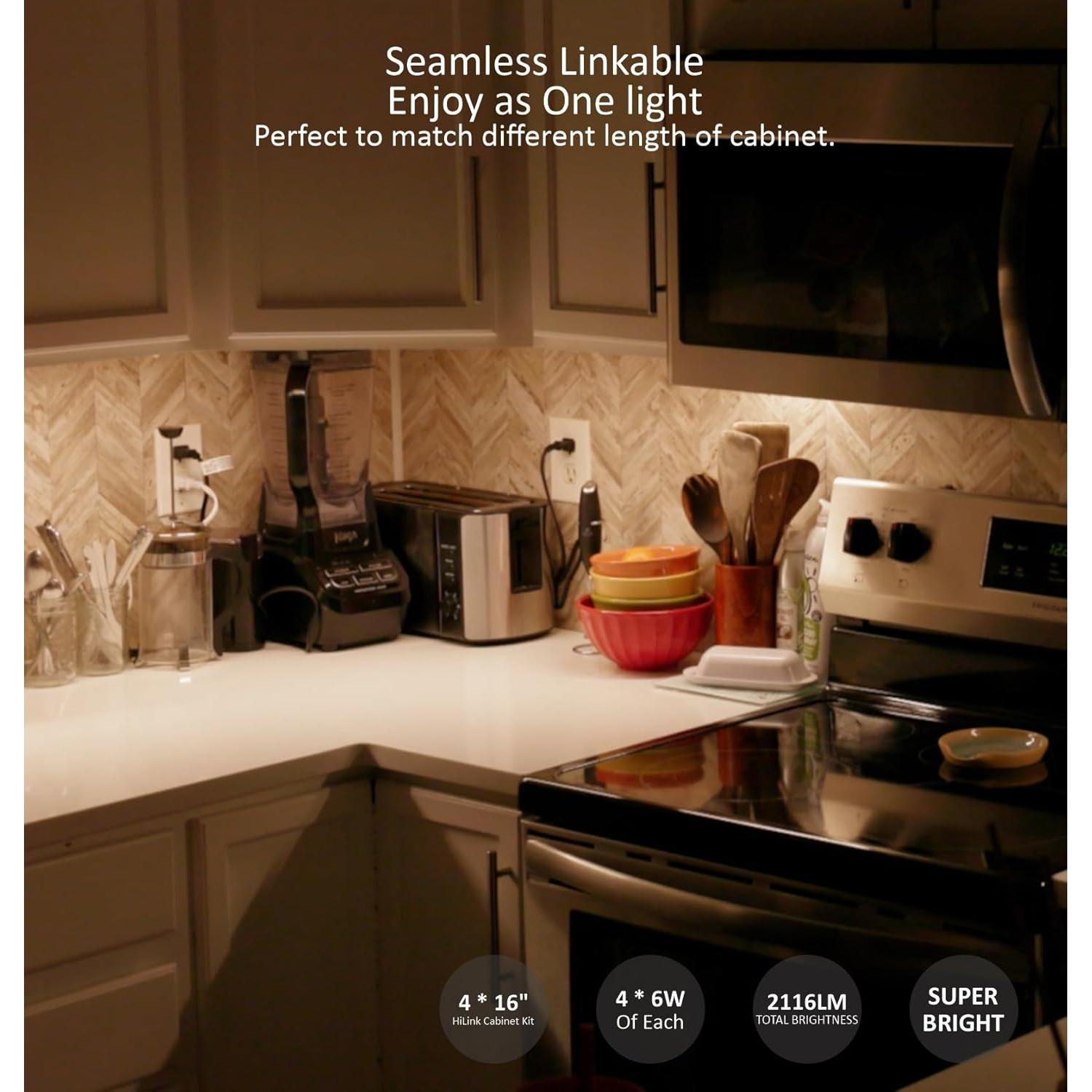Iluminación LED Bajo Gabinete Leetdud 16 Pulgadas 4 Pcs Bronce