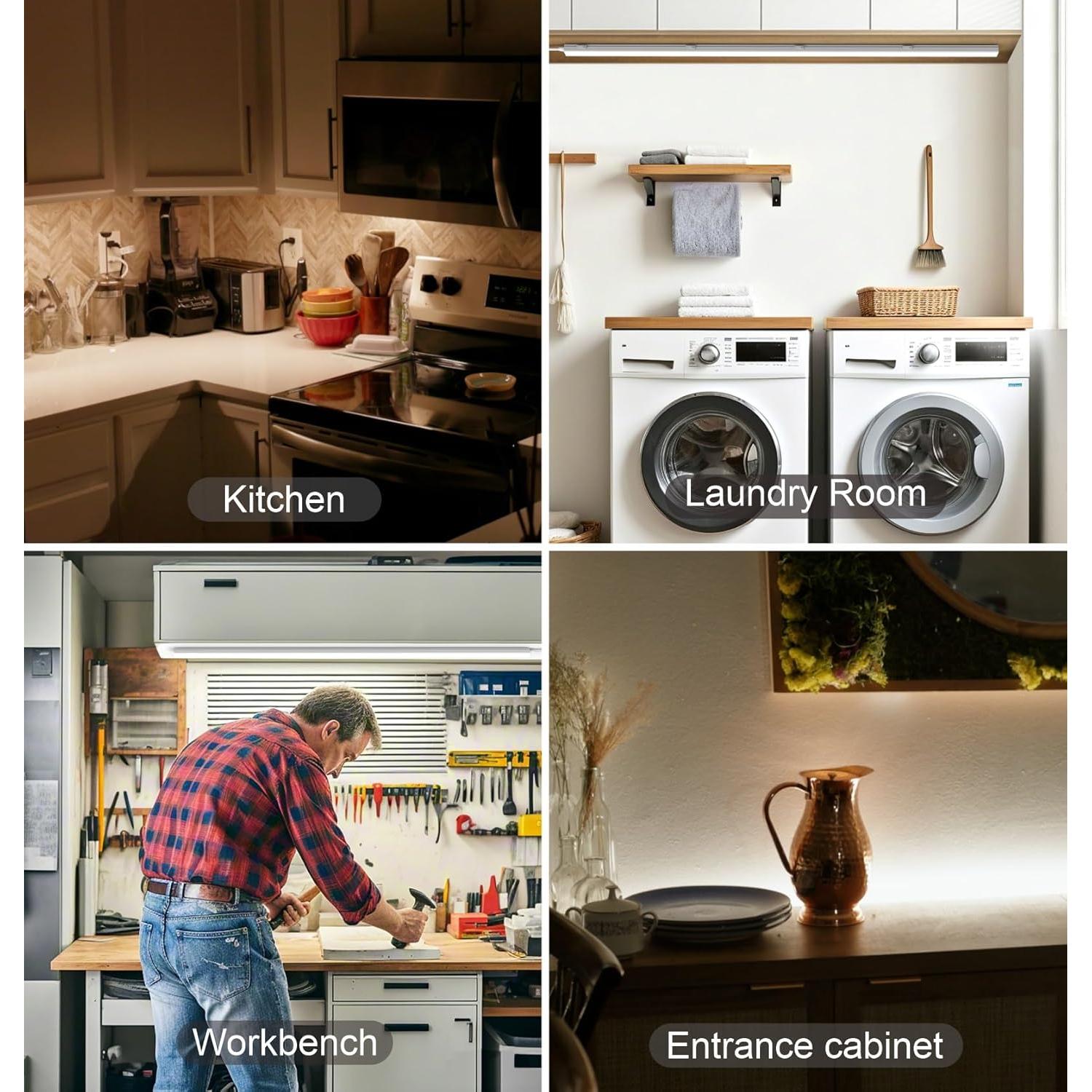 Iluminación LED Bajo Gabinete Leetdud 16 Pulgadas 4 Pcs Bronce