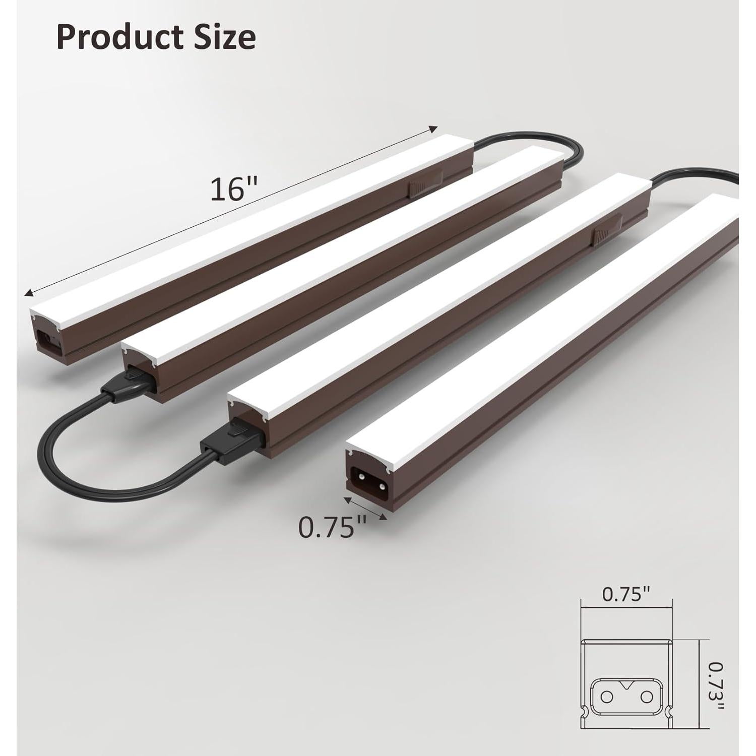 Iluminación LED Bajo Gabinete Leetdud 16 Pulgadas 4 Pcs Bronce
