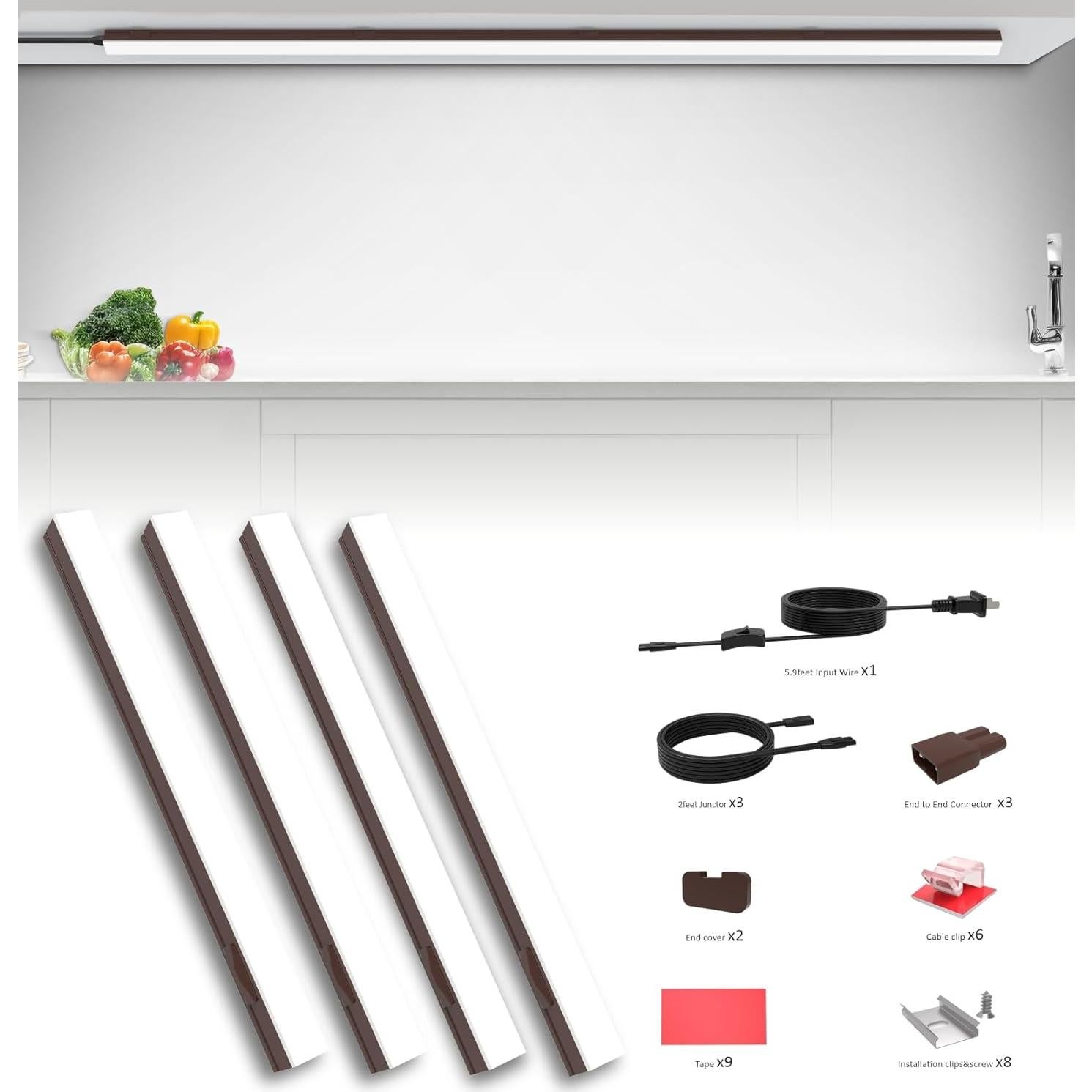 Iluminación LED Bajo Gabinete Leetdud 16 Pulgadas 4 Pcs Bronce