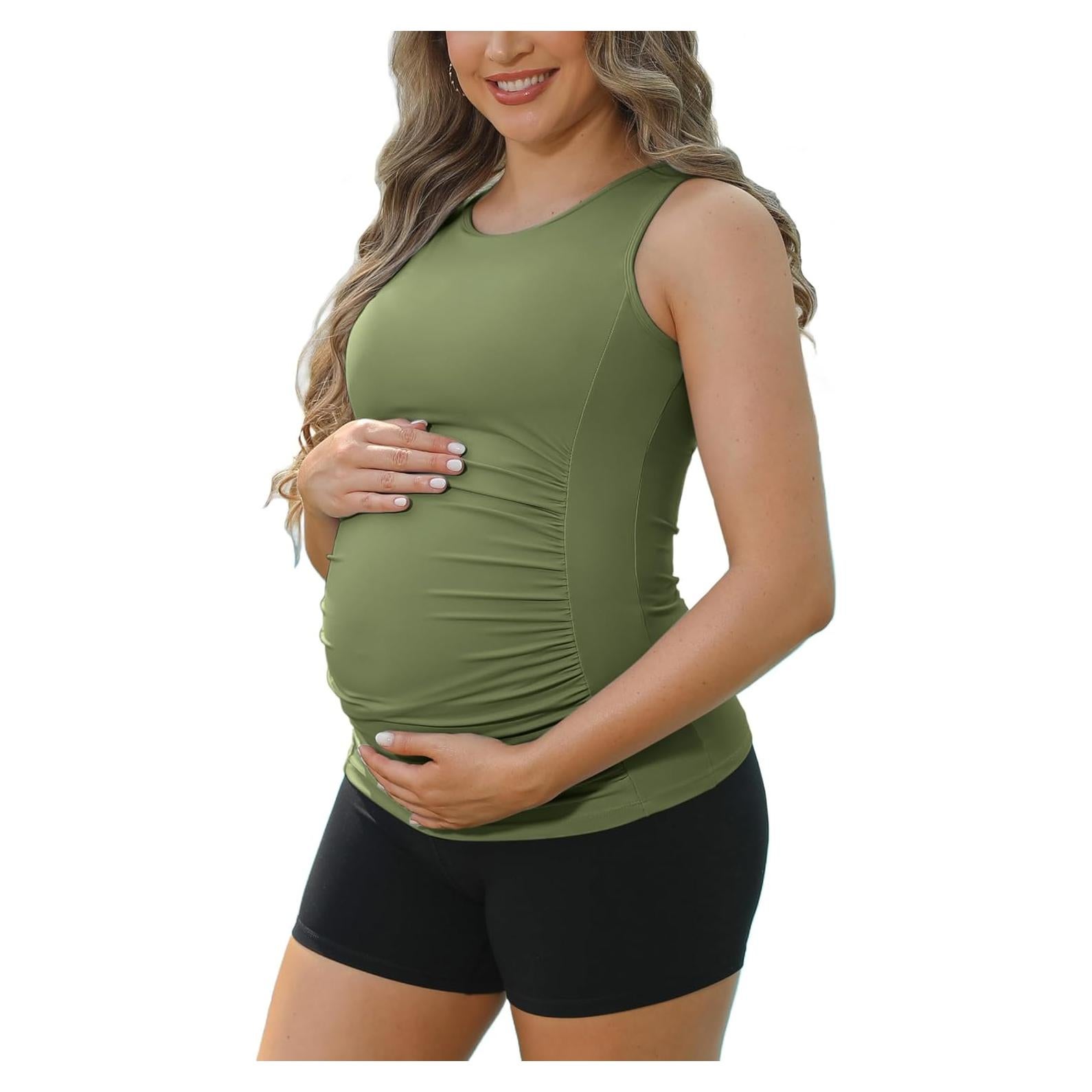 Camiseta de Maternidad ATTRACO Verde Ejercito X-Pequeño Sin Mangas