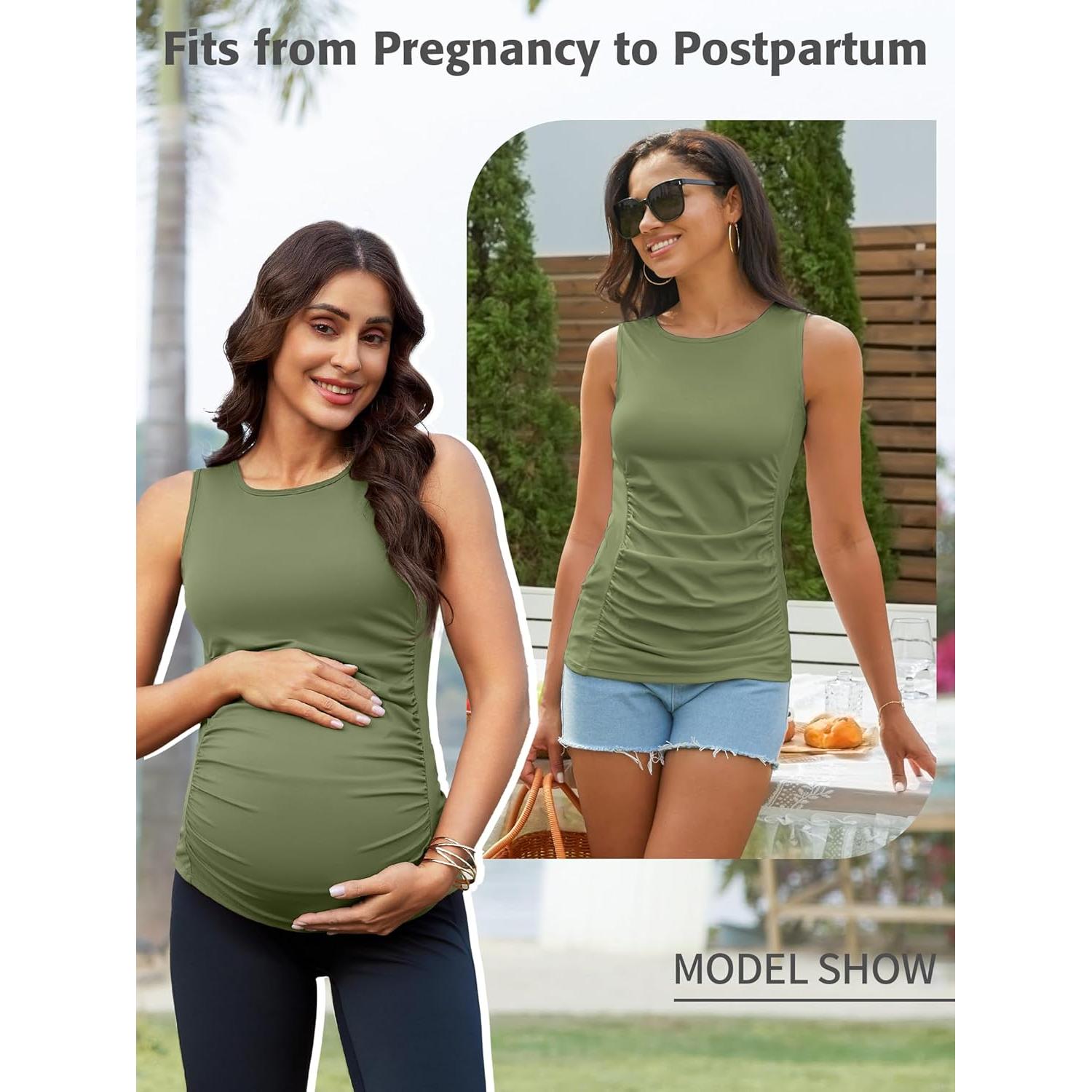 Camiseta de Maternidad ATTRACO Verde Ejercito X-Pequeño Sin Mangas