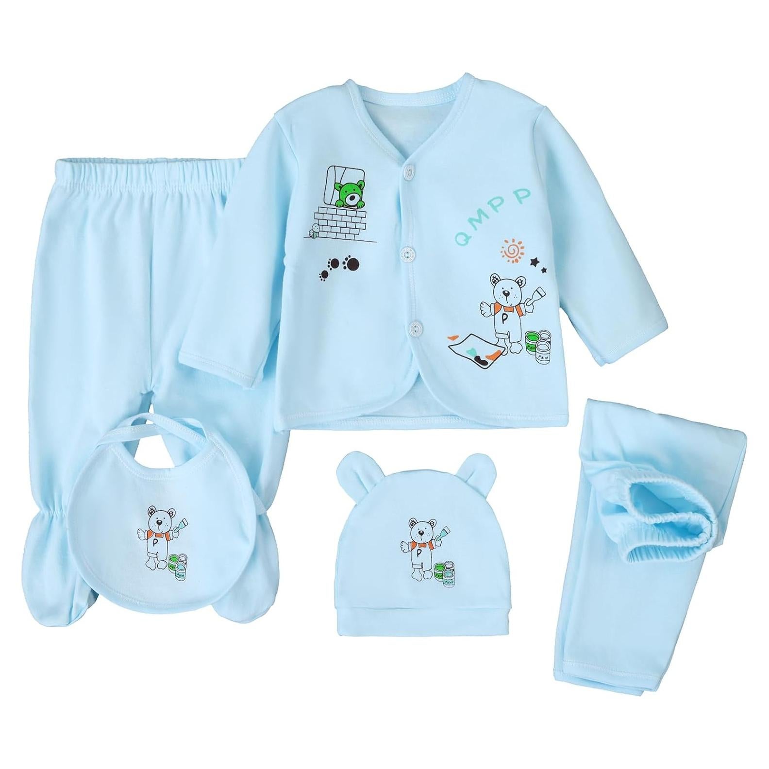 Conjunto de Ropa para Bebés Unisex 5 Piezas Algodón 0-3 Meses