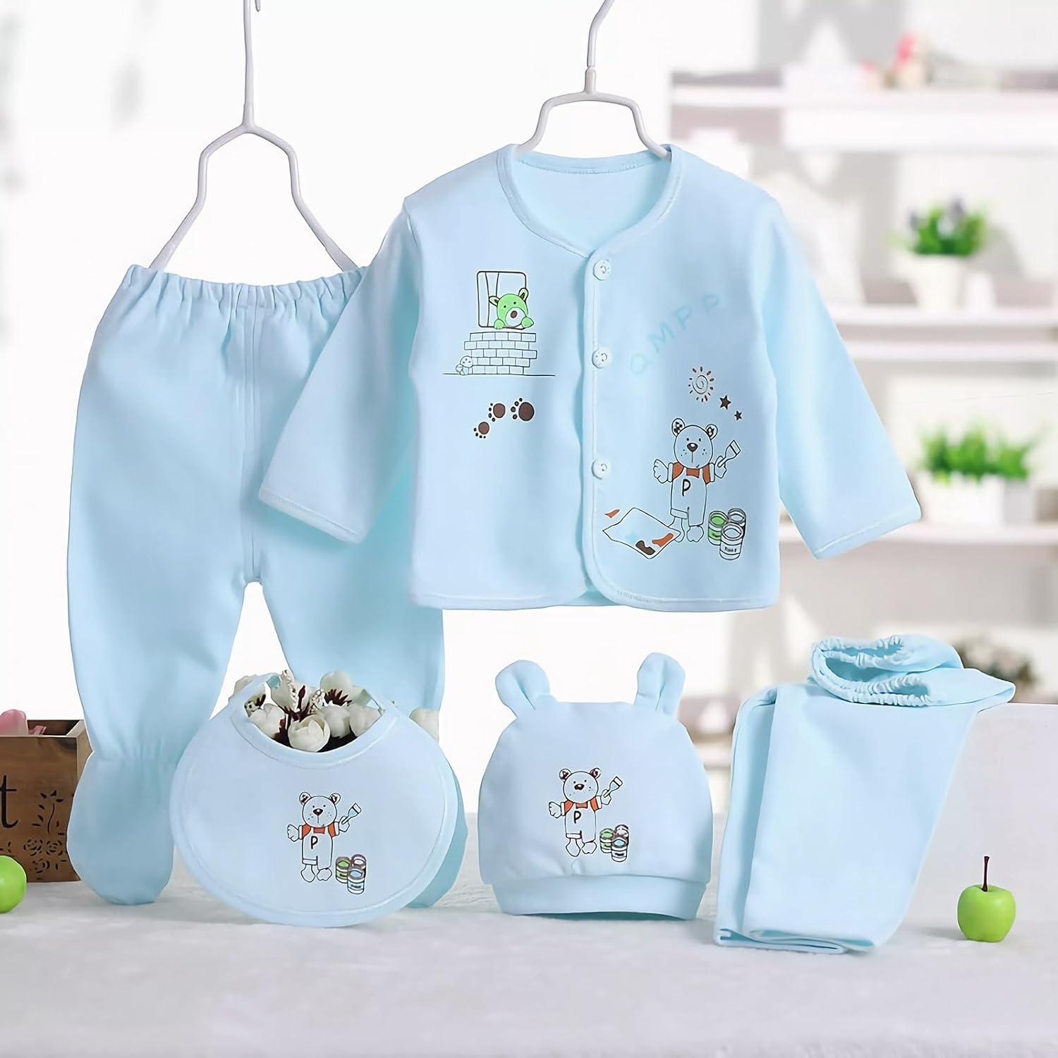 Conjunto de Ropa para Bebés Unisex 5 Piezas Algodón 0-3 Meses