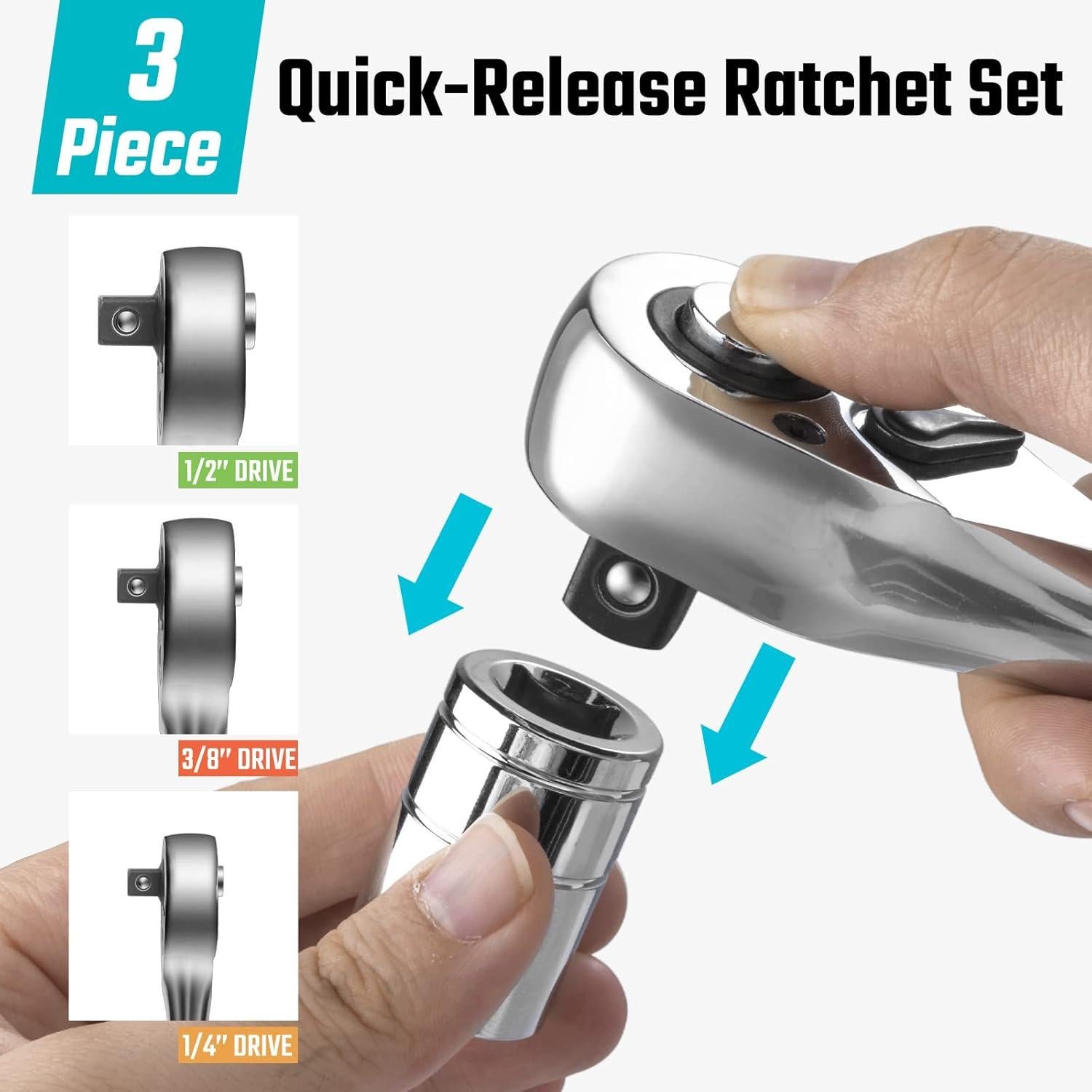 Juego de Carracas DURATECH 3 Piezas 72 Dientes Liberación Rápida