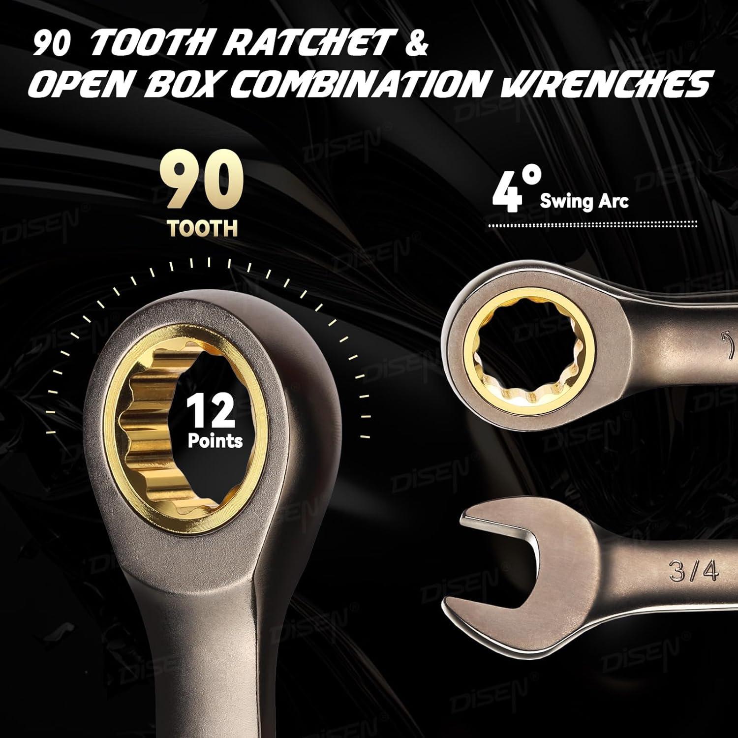 Juego de Llaves de Vaso 14 Piezas DISEN 90 Dientes Métrico