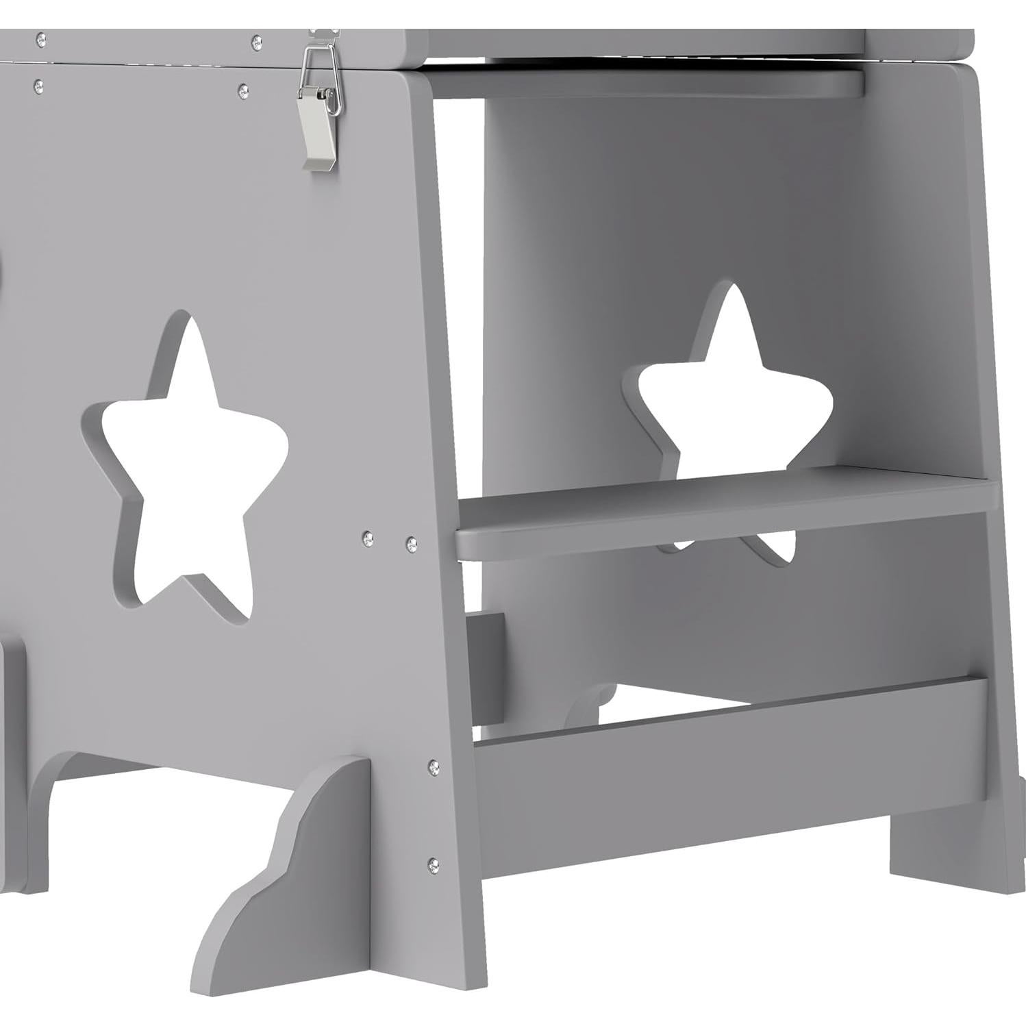 Torre de Pie 2 en 1 Qaba para Niños con Barandilla Gris