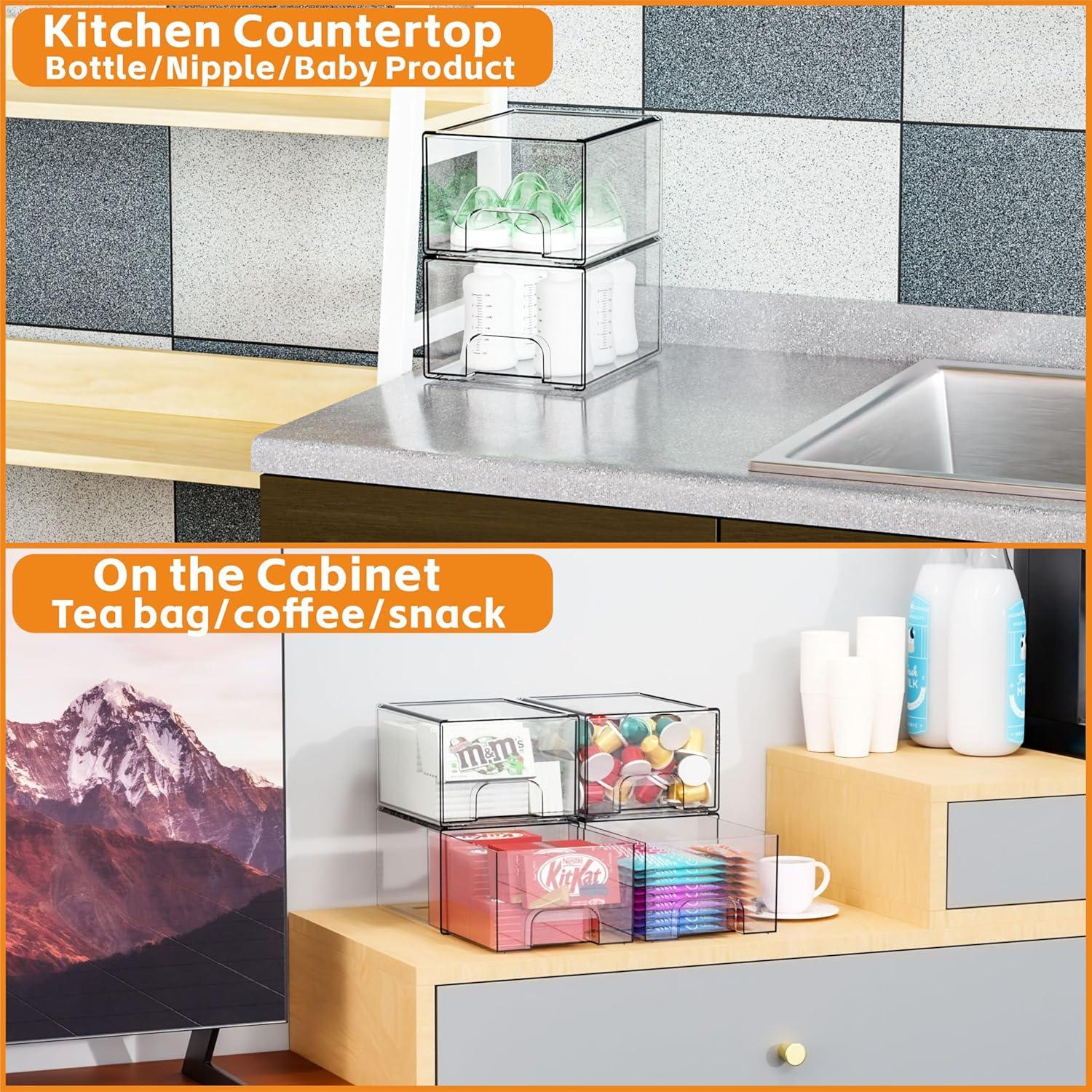 Cajones de Almacenamiento Apilables Yieach 11.2 cm Acrílico 2 PCS