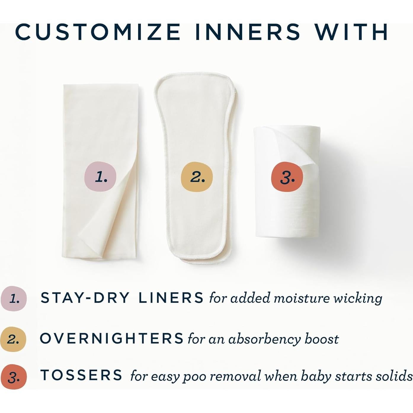 Inserciones Esembly Overnighters para pañales de tela - 2 unidades