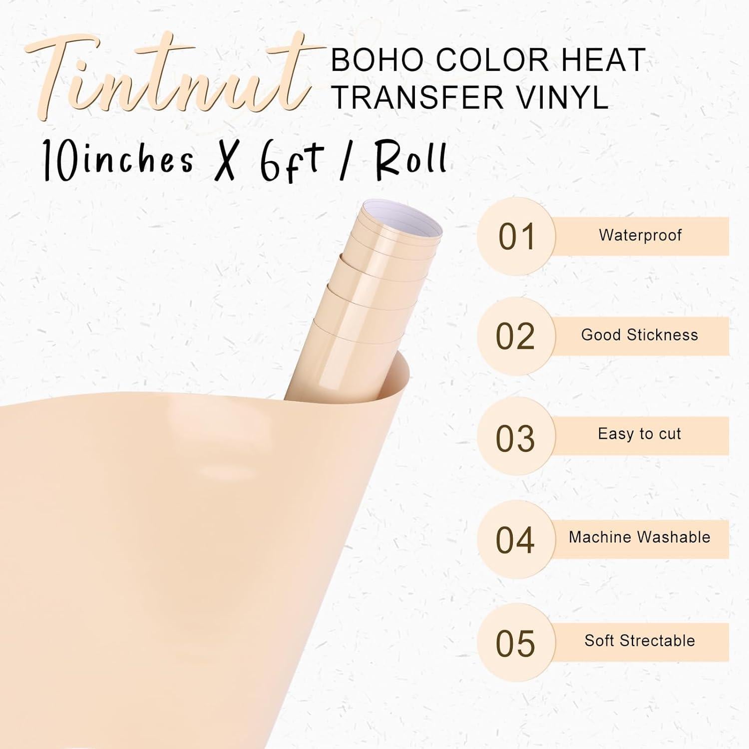 Rollo de Vinilo de Transferencia de Calor Tintnut Albaricoque 10x182.88cm