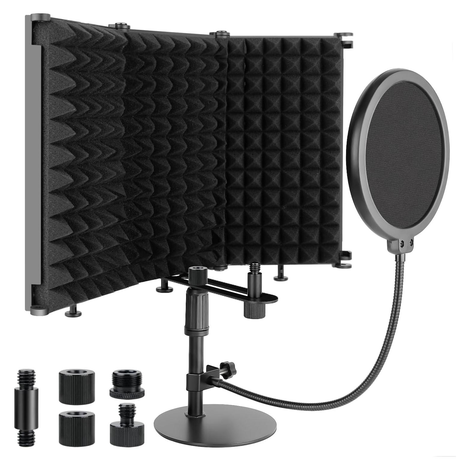 Escudo de Aislamiento de Micrófono Rigych 3 Paneles con Soporte