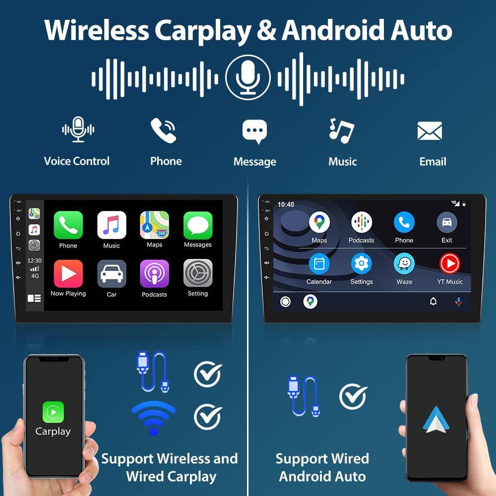 Estéreo de Coche Hikity Doble Din 10.1" Android Auto Carplay