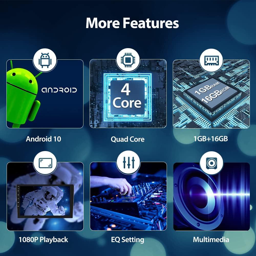 Estéreo de Coche Hikity Doble Din 10.1" Android Auto Carplay