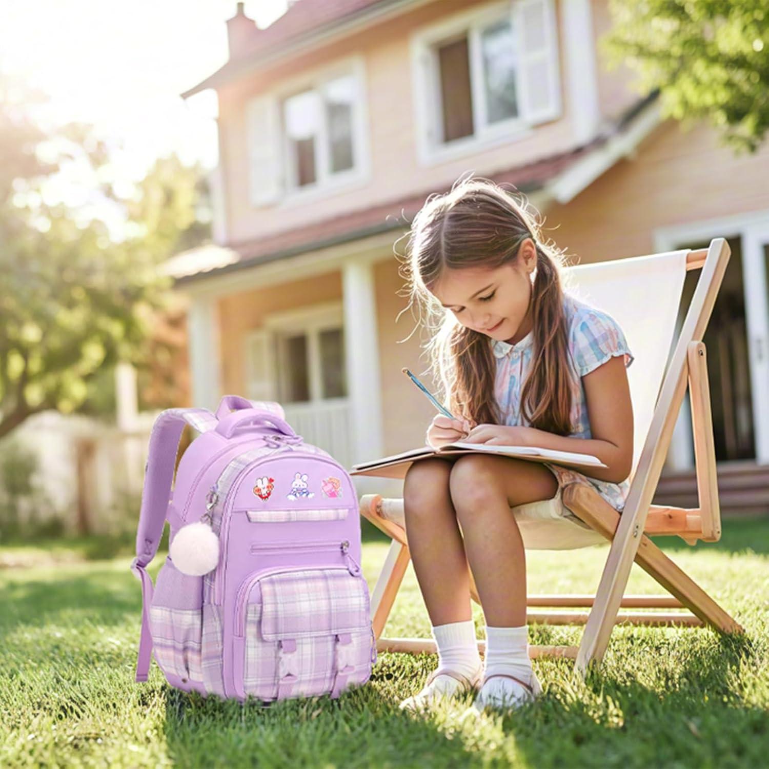 Mochila Escolar para Niñas 16.8" Azul con Set de Almuerzo