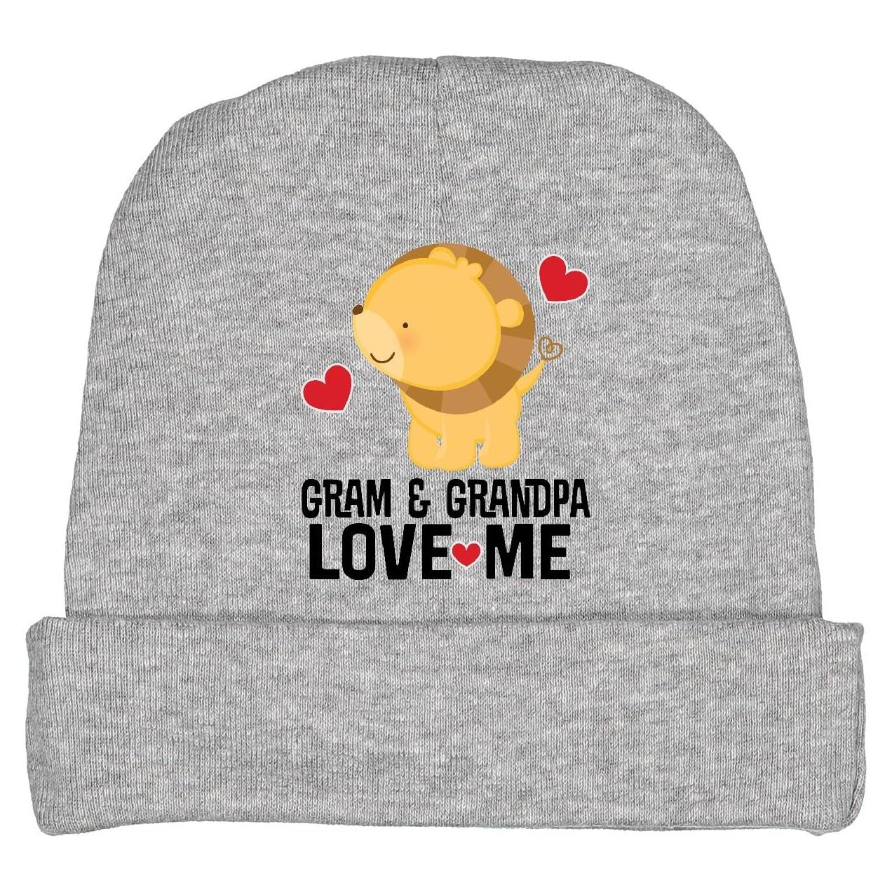 Gorro de bebé gris jaspeado con león amor abuelo