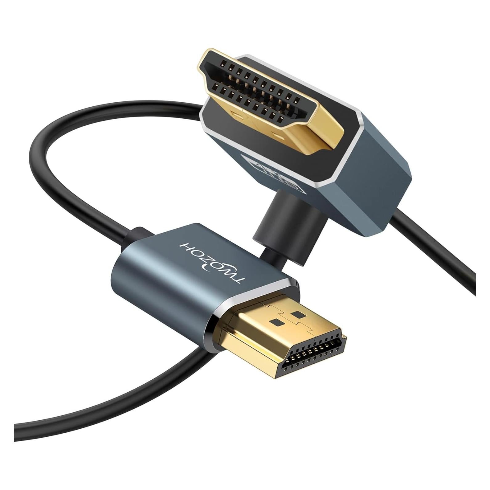 Cable HDMI Flexible Twozoh 0.3m 90° Ultra Delgado 4K 60Hz