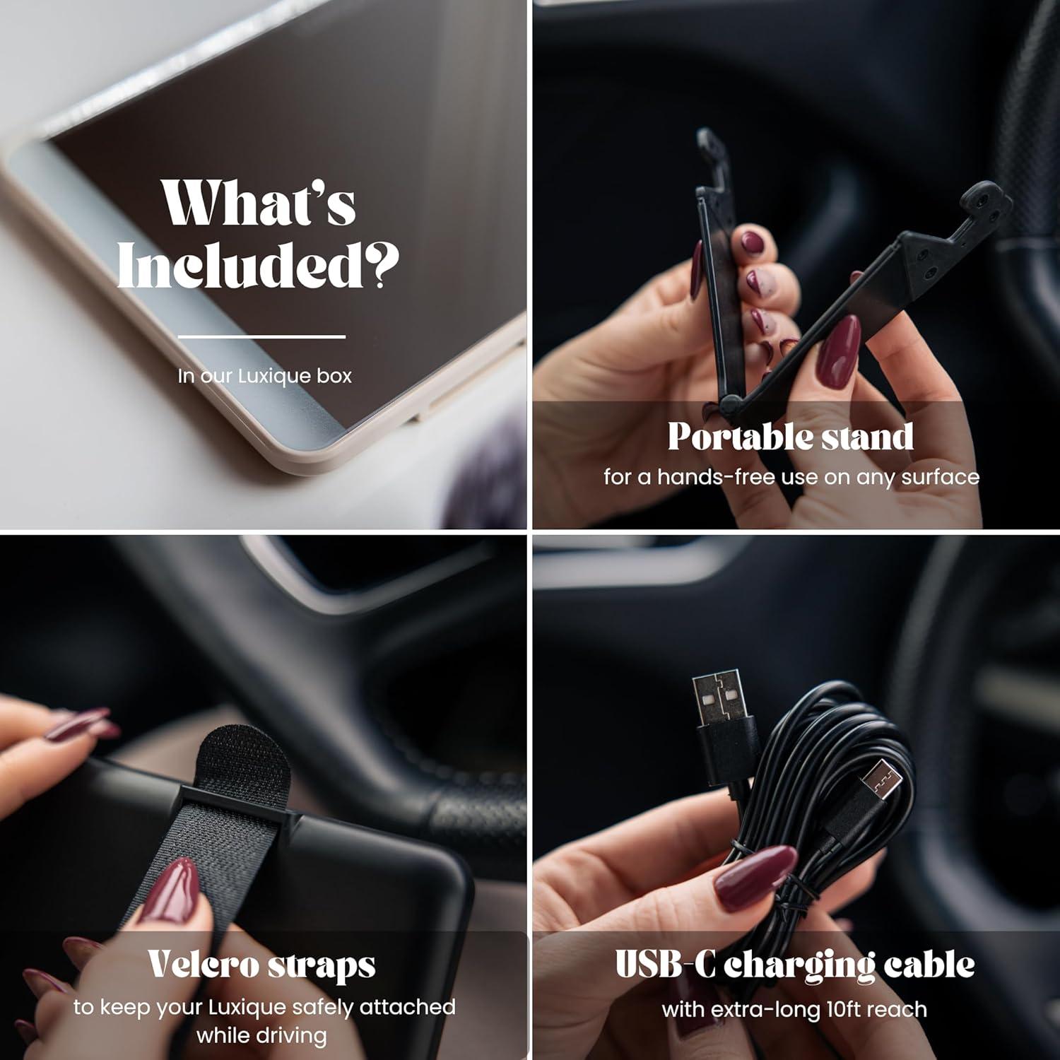 Espejo de Visera Solar LED LUXIQUE SM426 Recargable Beige