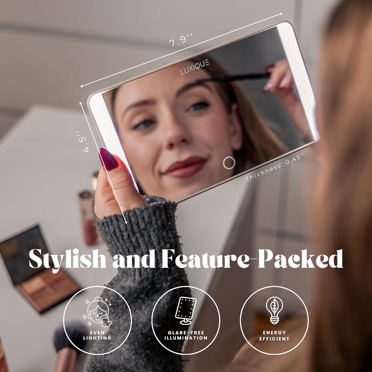 Espejo de Visera Solar LED LUXIQUE SM426 Recargable Beige