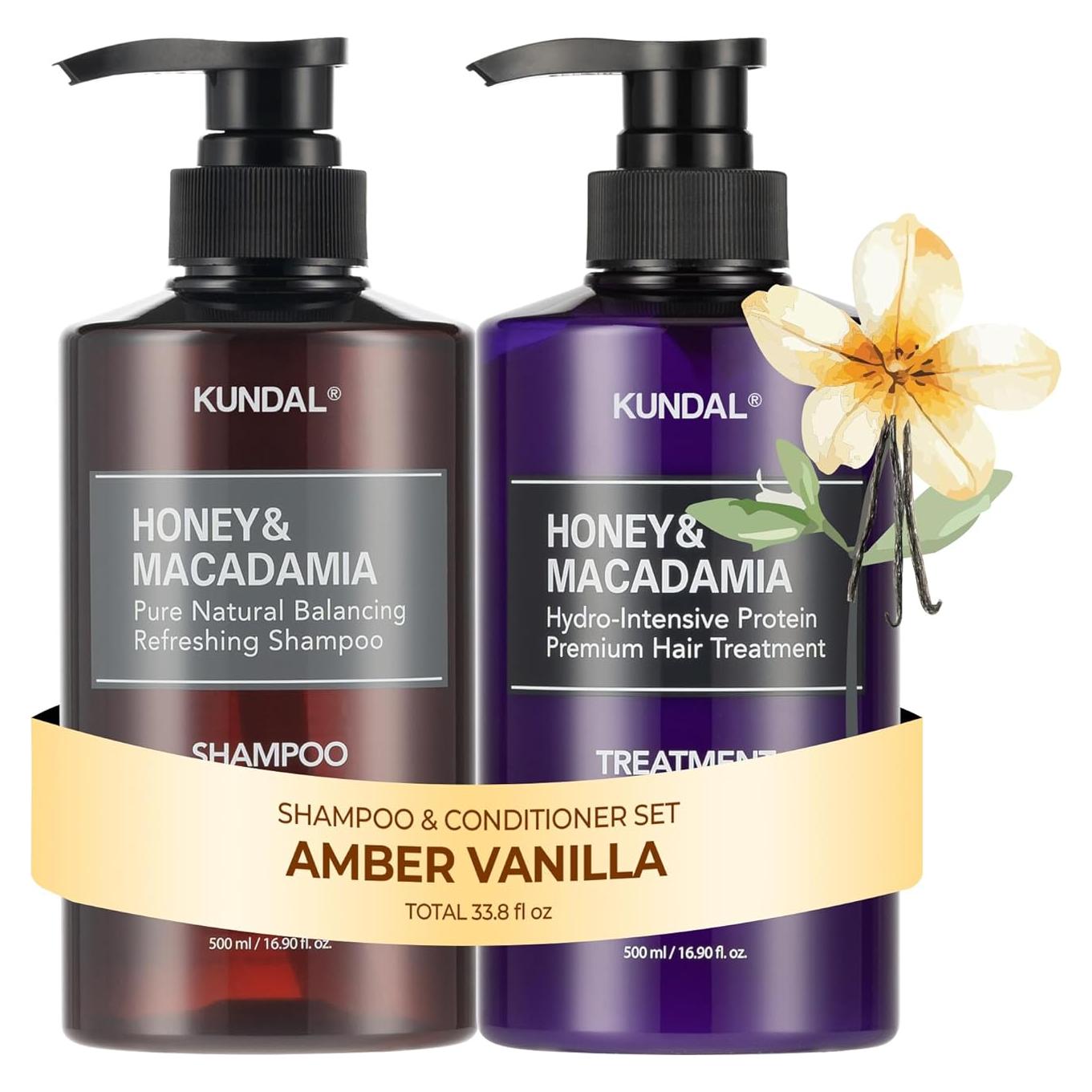 KUNDAL Champú y Acondicionador Vainilla Ámbar 500 ml - Hidratante