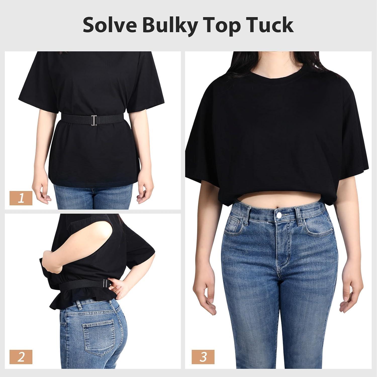 Cinturón Ajustable JASGOOD para Crop Top - Elástico Negro/Azul