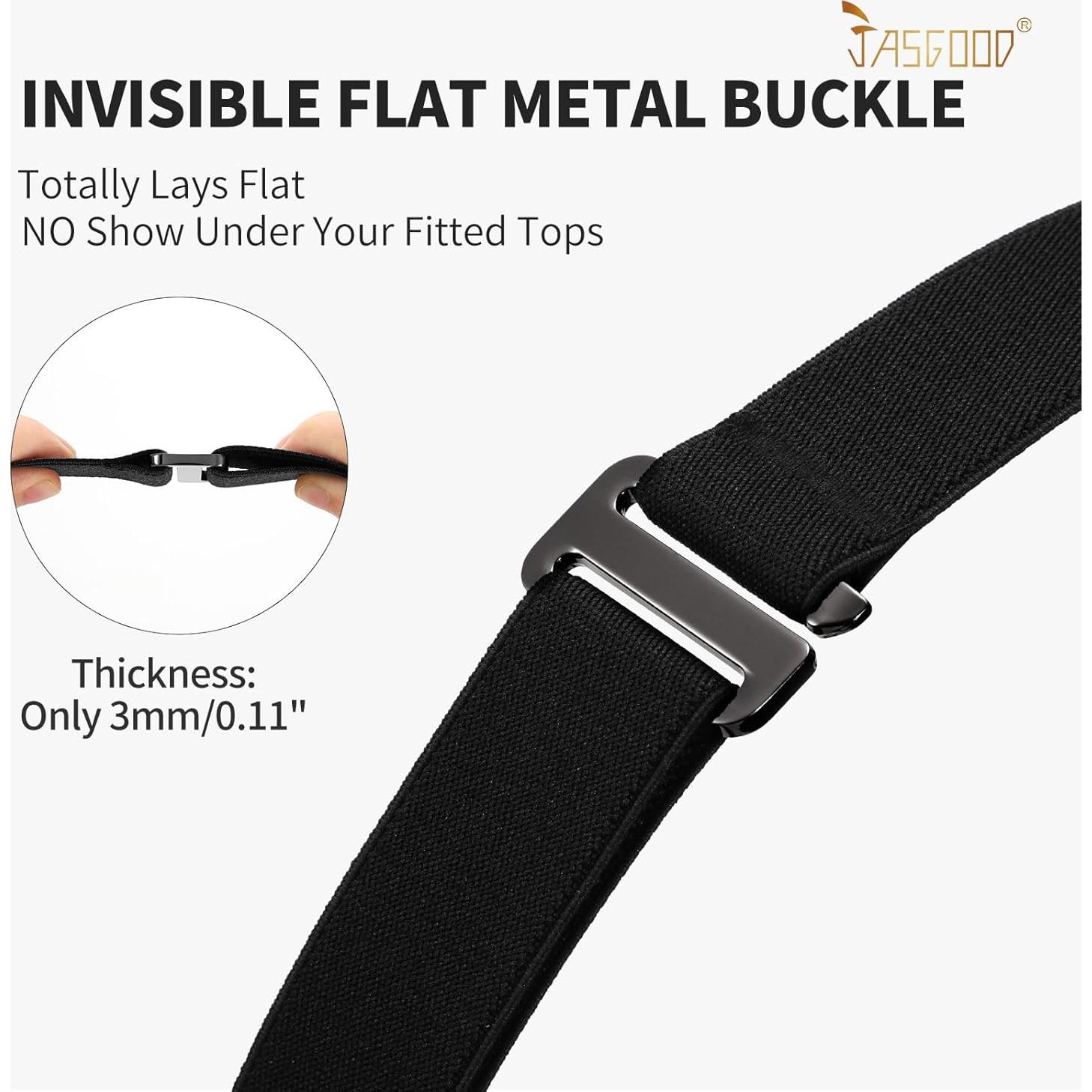 Cinturón Ajustable JASGOOD para Crop Top - Elástico Negro/Azul