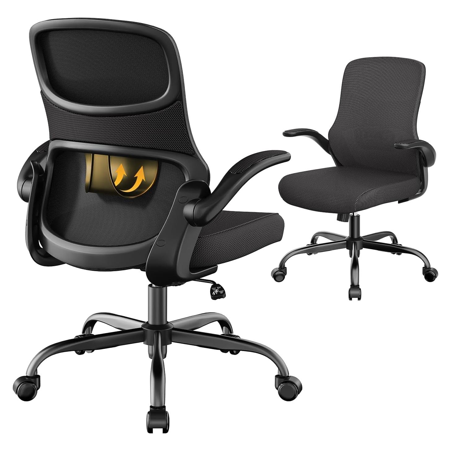 Silla de Oficina Ergonómica Deroavixe 9020A-BLK con Soporte Lumbar