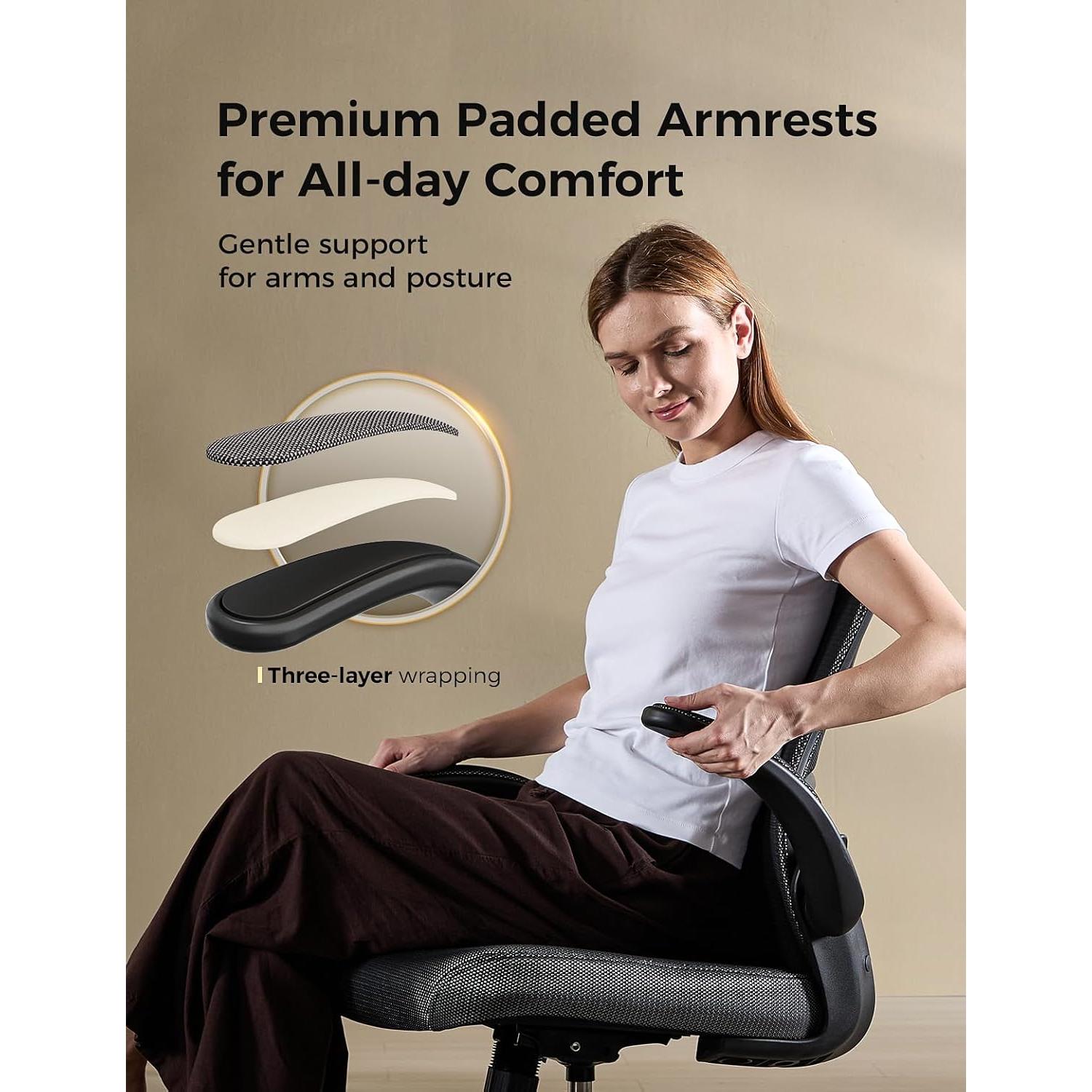 Silla de Oficina Ergonómica Deroavixe 9020A-BLK con Soporte Lumbar