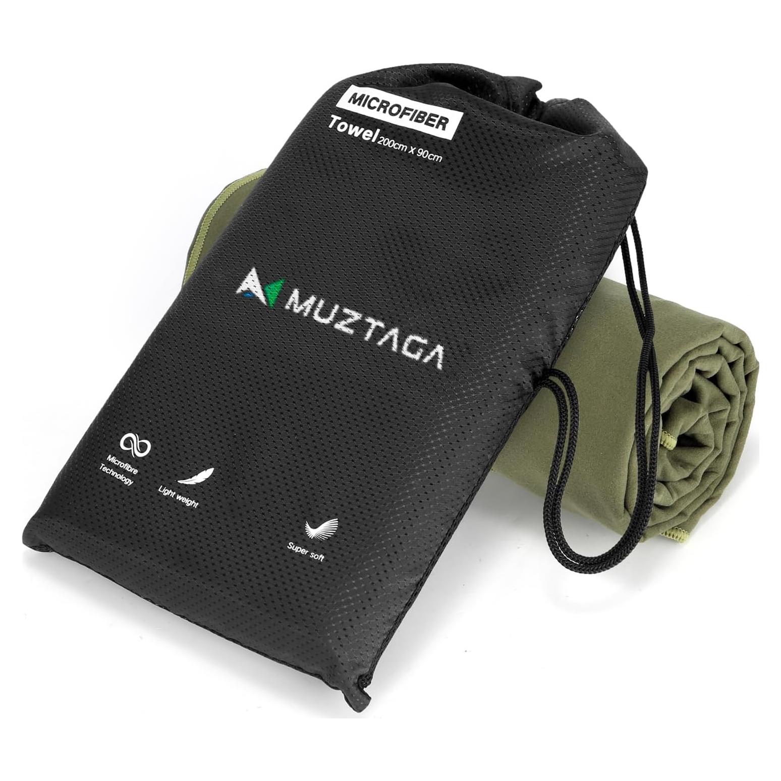 Toalla de Playa Muztaga Microfibra Verde Militar 101x50cm