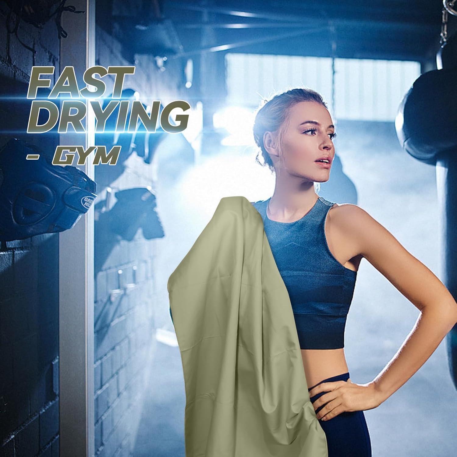 Toalla de Playa Muztaga Microfibra Verde Militar 101x50cm