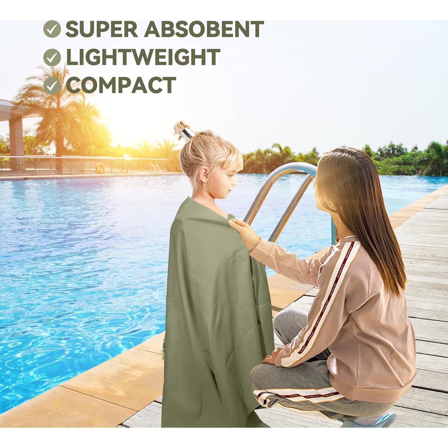 Toalla de Playa Muztaga Microfibra Verde Militar 101x50cm